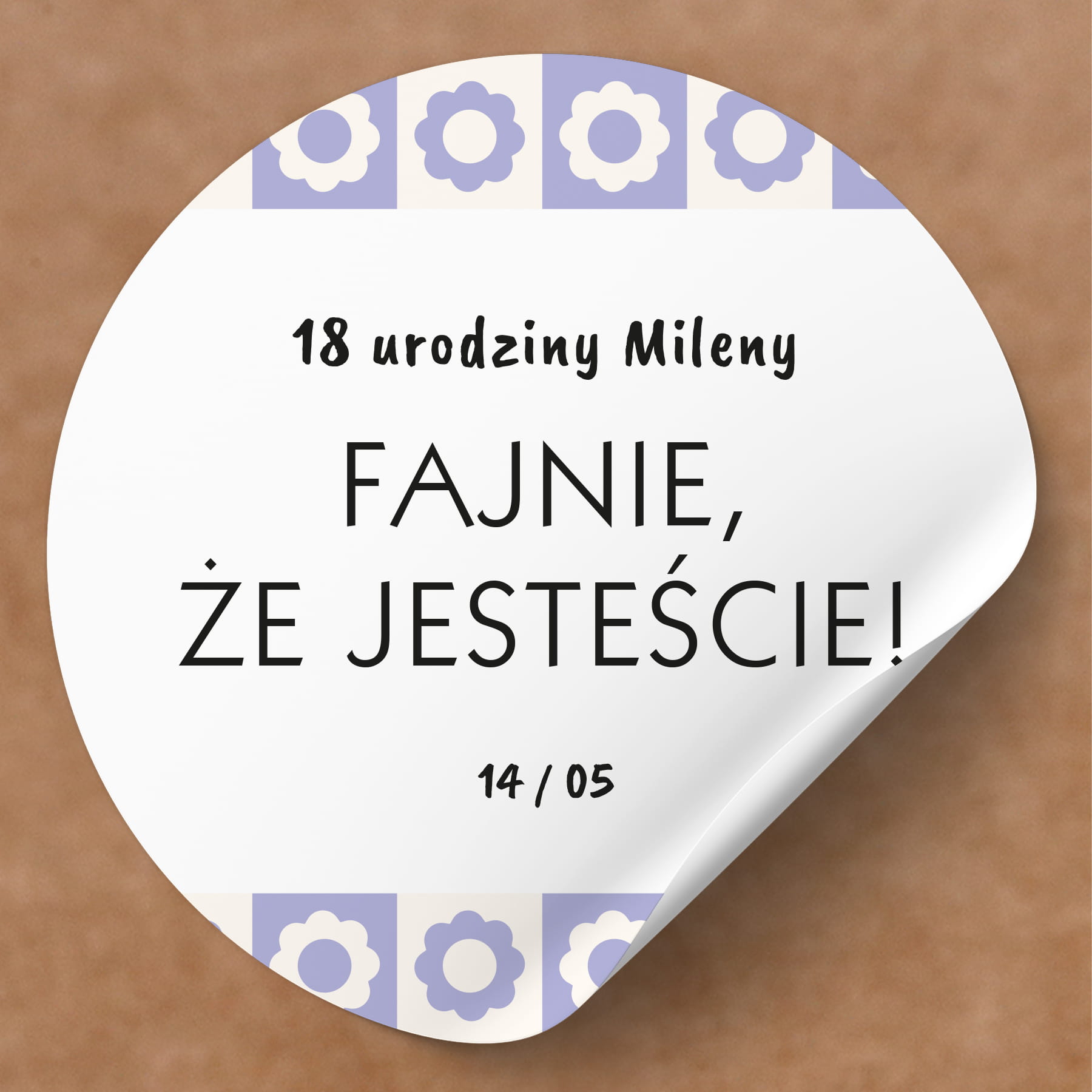 Naklejki na urodziny fioletowe kwiatki