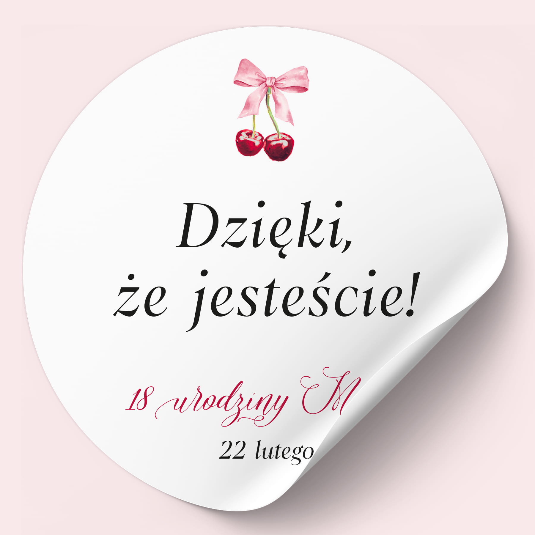 Naklejki na urodziny wiśnie