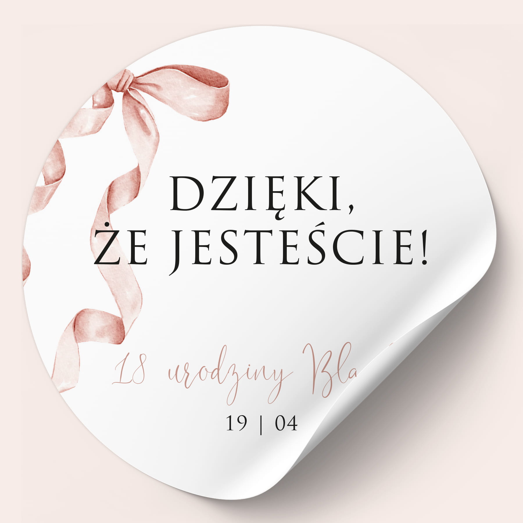 Naklejki na urodziny z kokardką