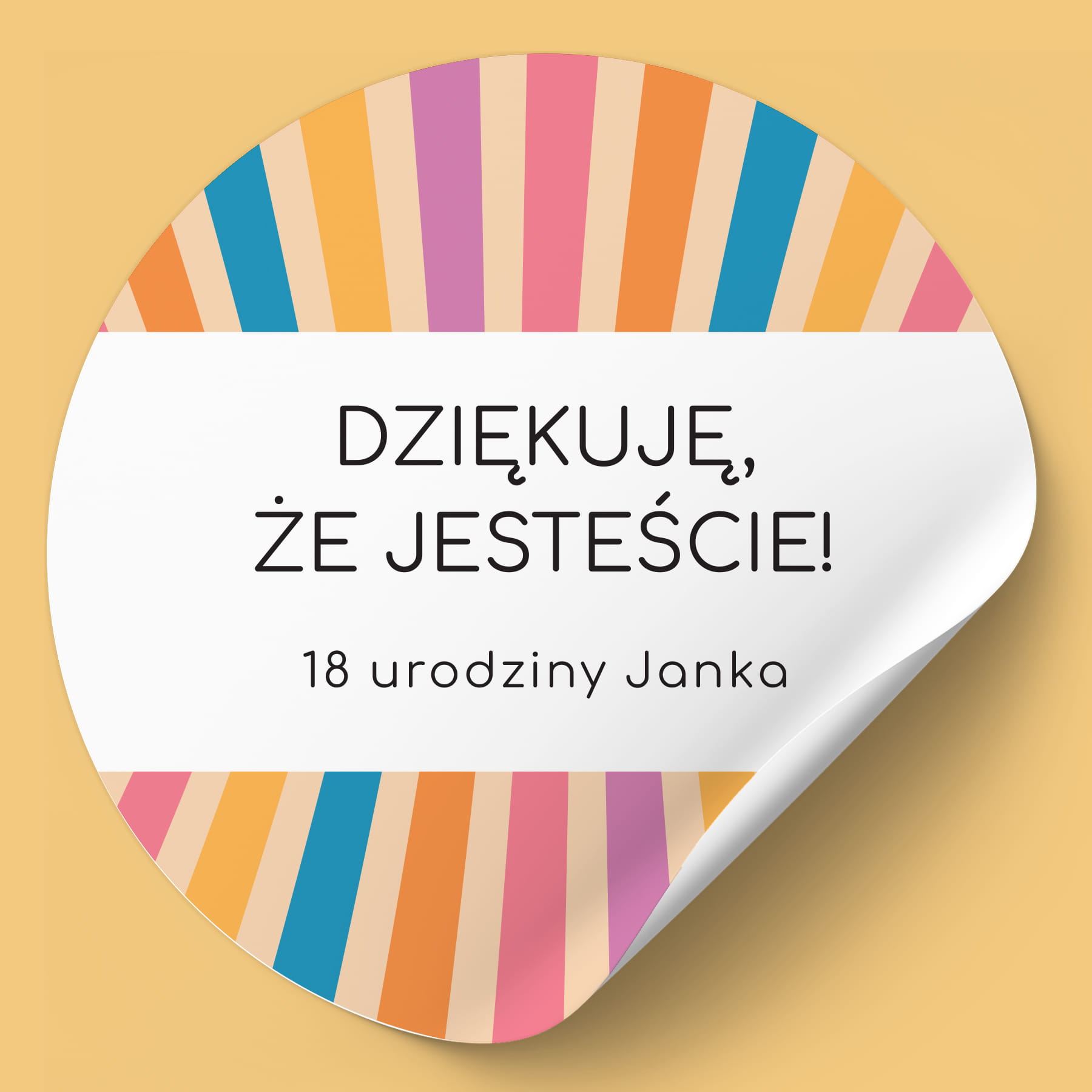 Naklejki na urodziny paski kolor