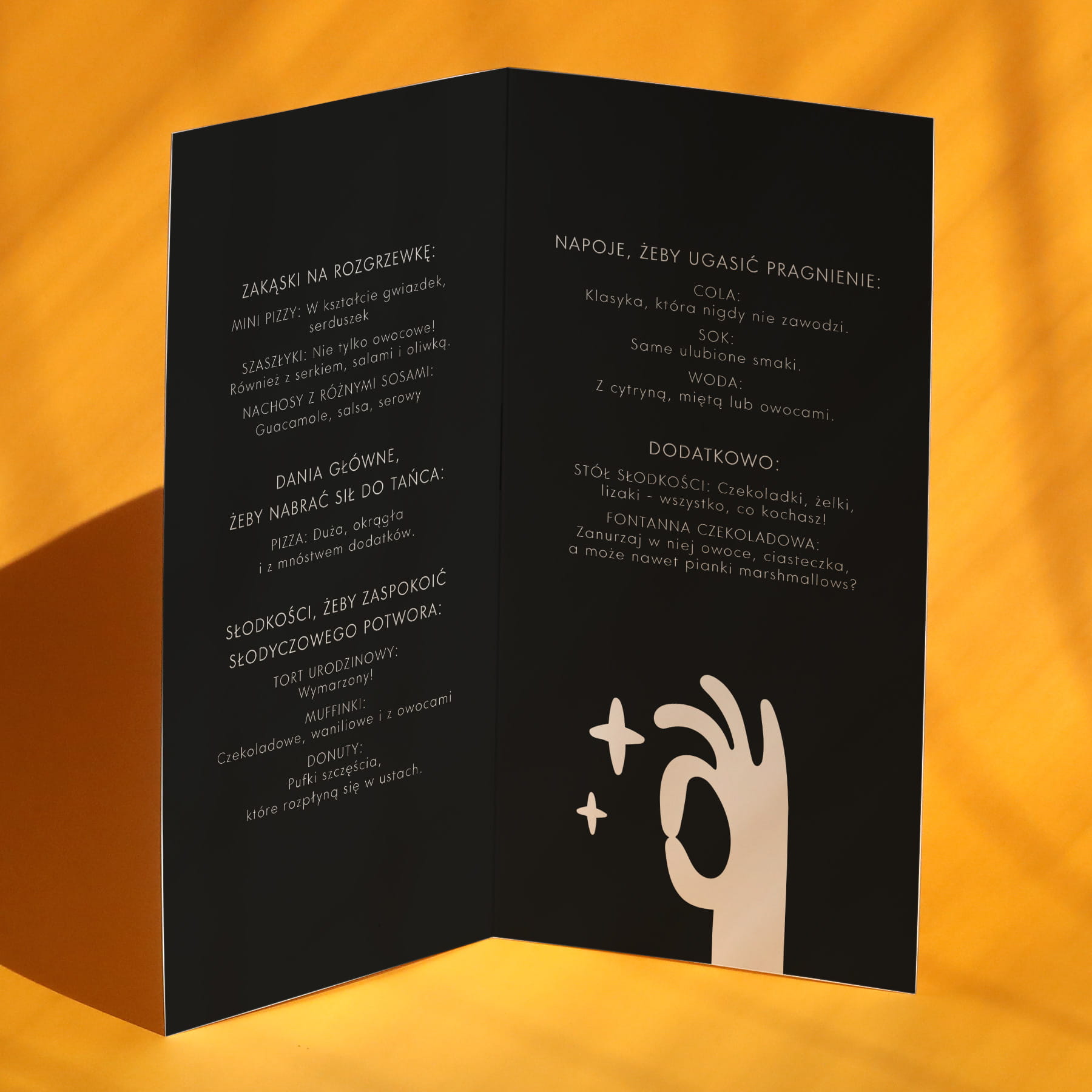 Karty menu na przyjęcie minimalistyczna grafika okładka