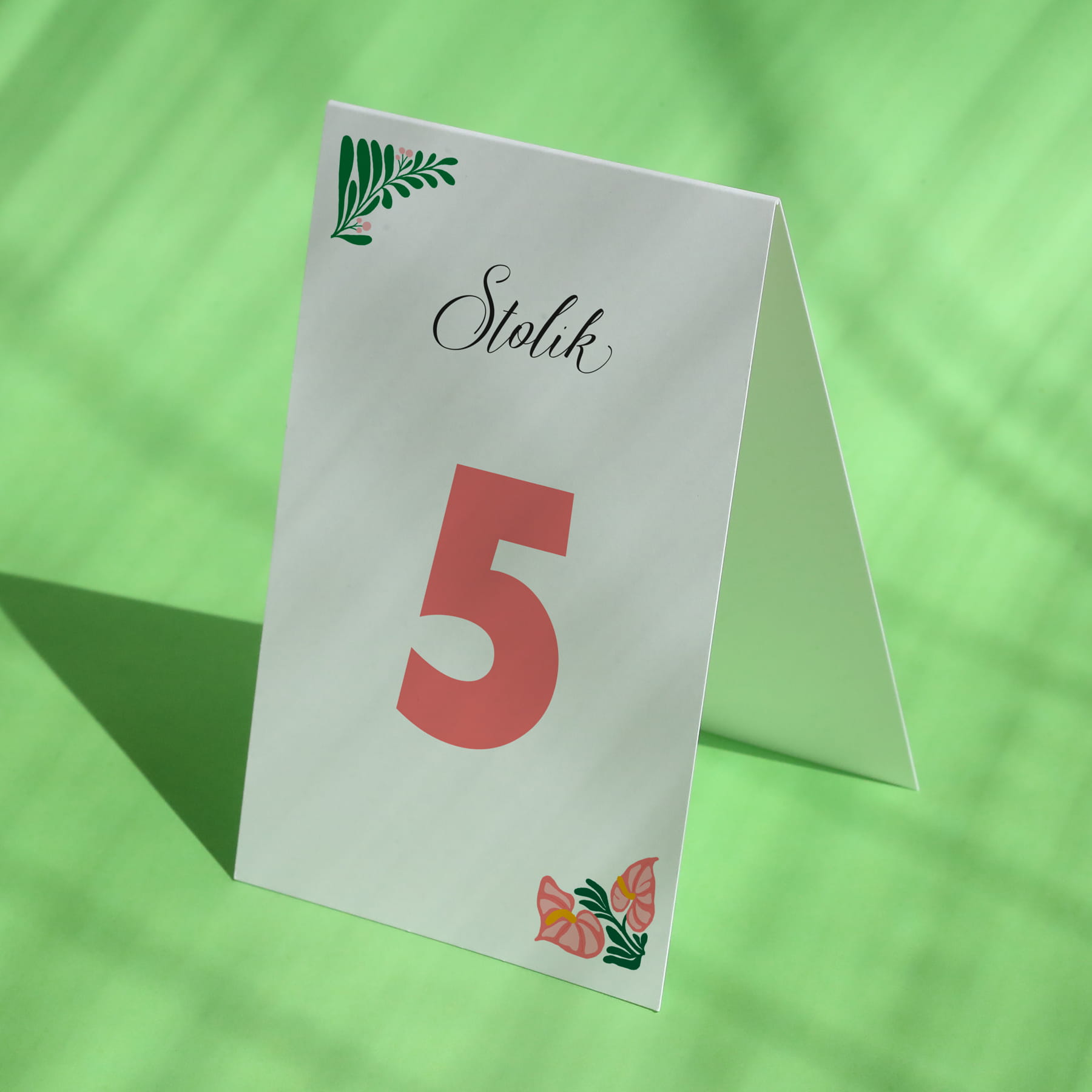 Numerki na stół urodzinowy ze wzorem roślinnym