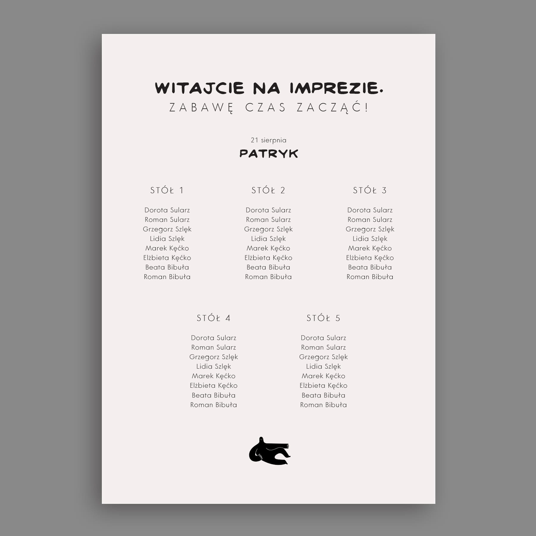 Plan stołu urodzinowego z ludzikiem