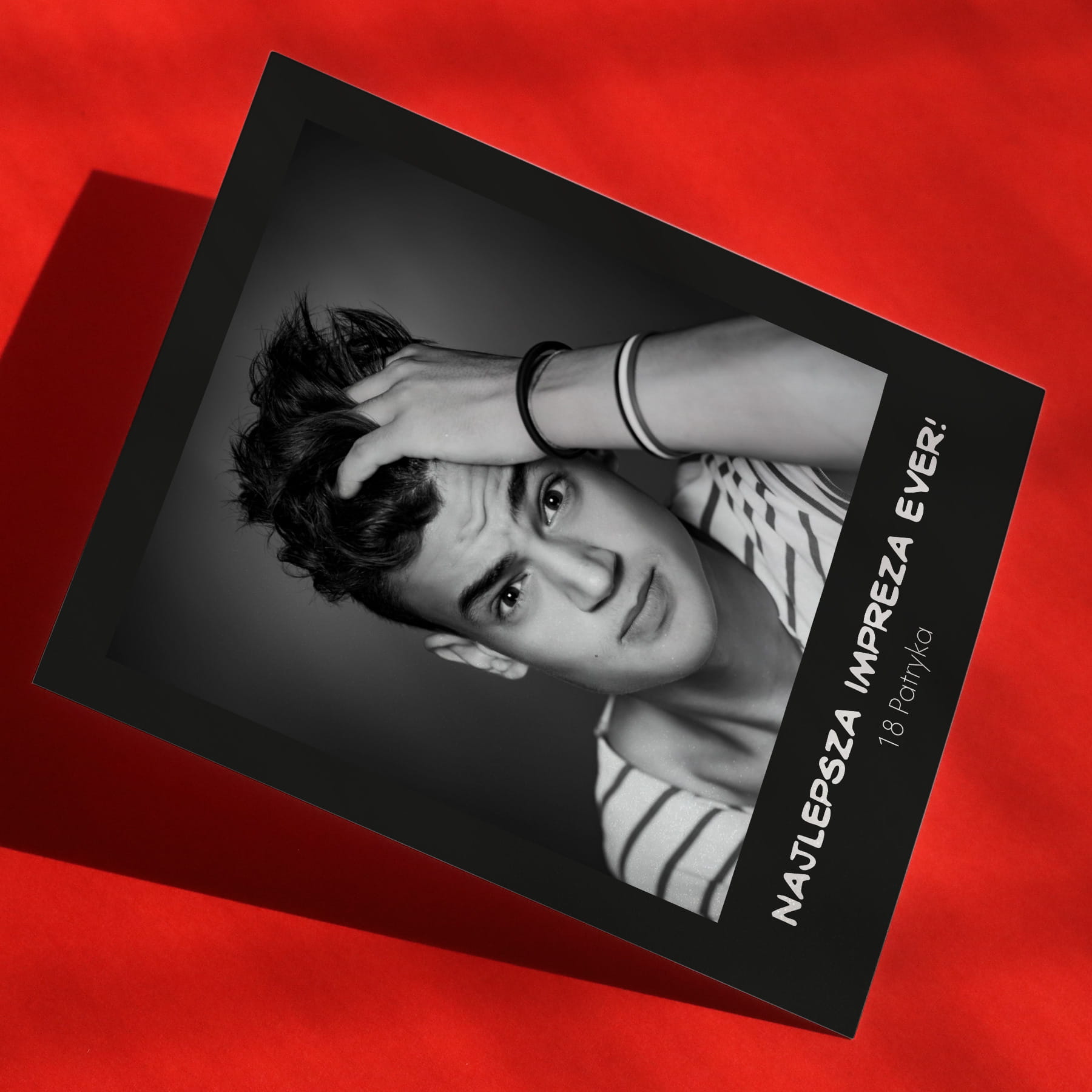 Polaroid podziękowanie dla gości - czarna ramka