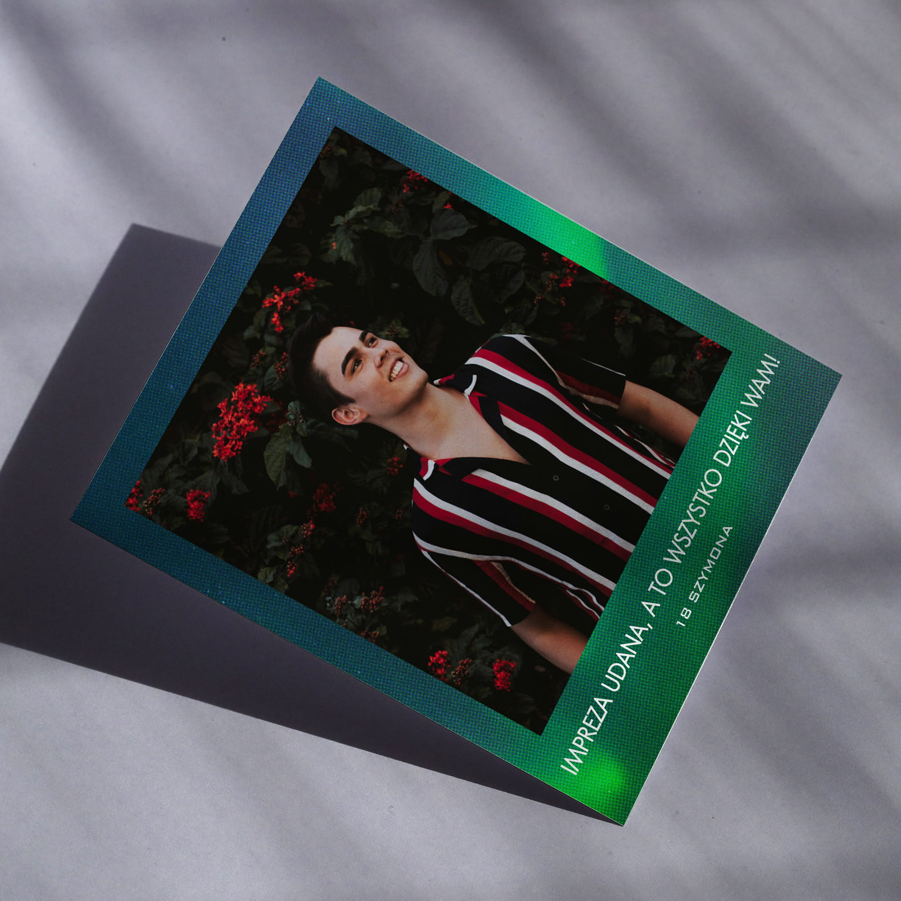 Polaroid podziękowanie dla gości - retro zielone green