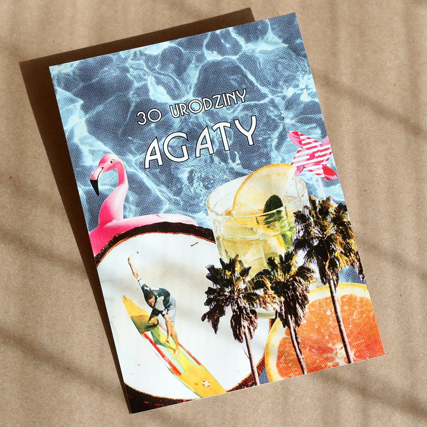 Zaproszenia na 18 z retro kolażem