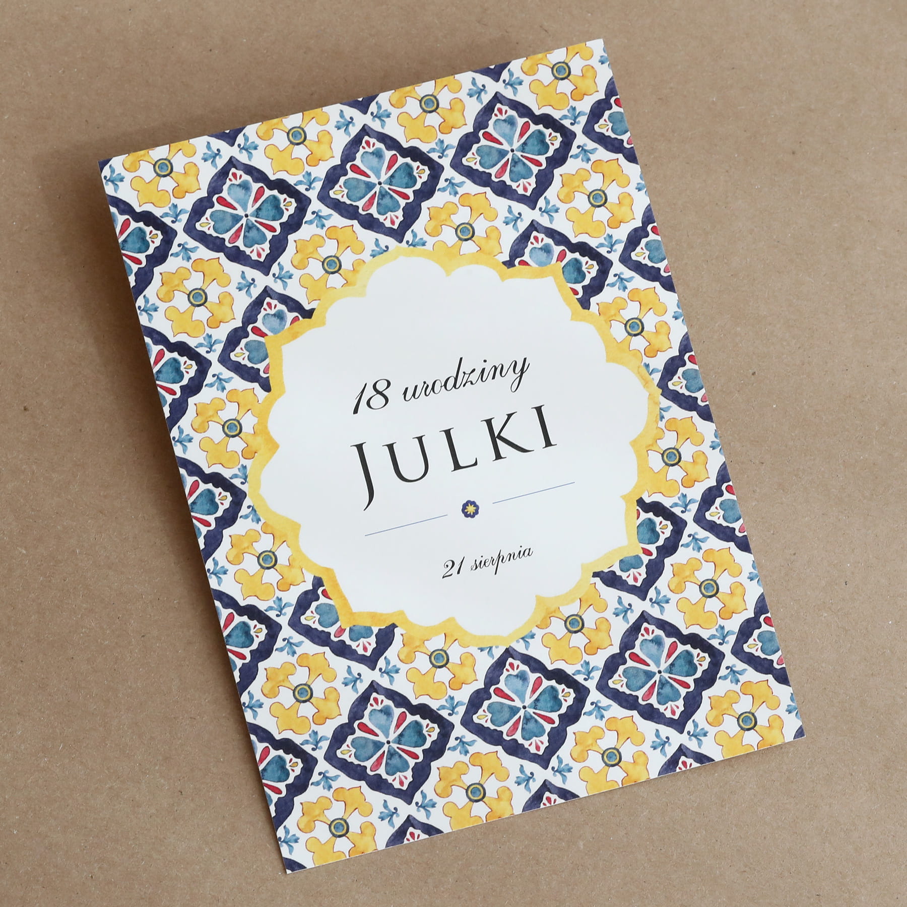Zaproszenia na 18 z akwarelową mozaiką