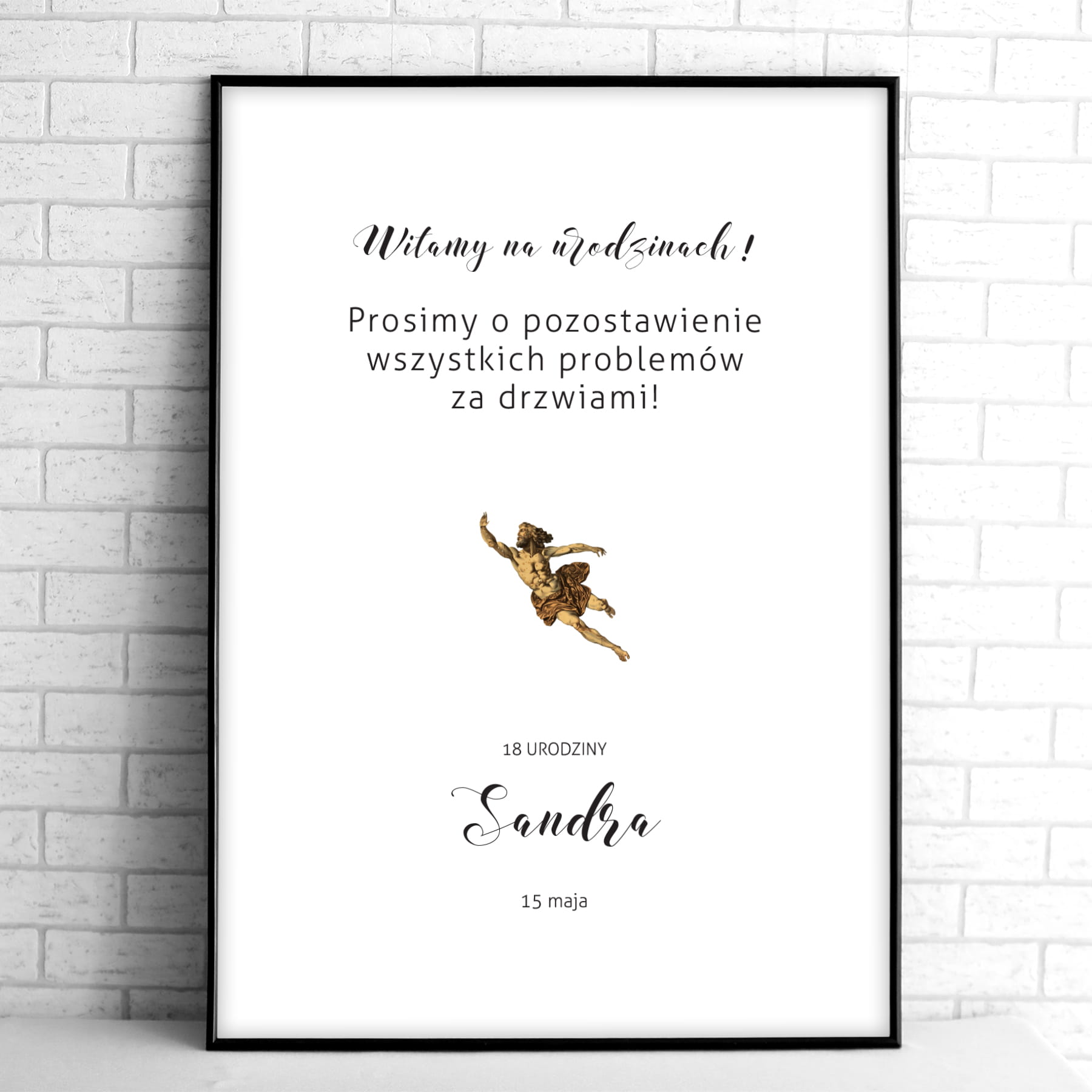 Vintage tablice powitalne na przyjęcie urodzinowe z antyczną postacią