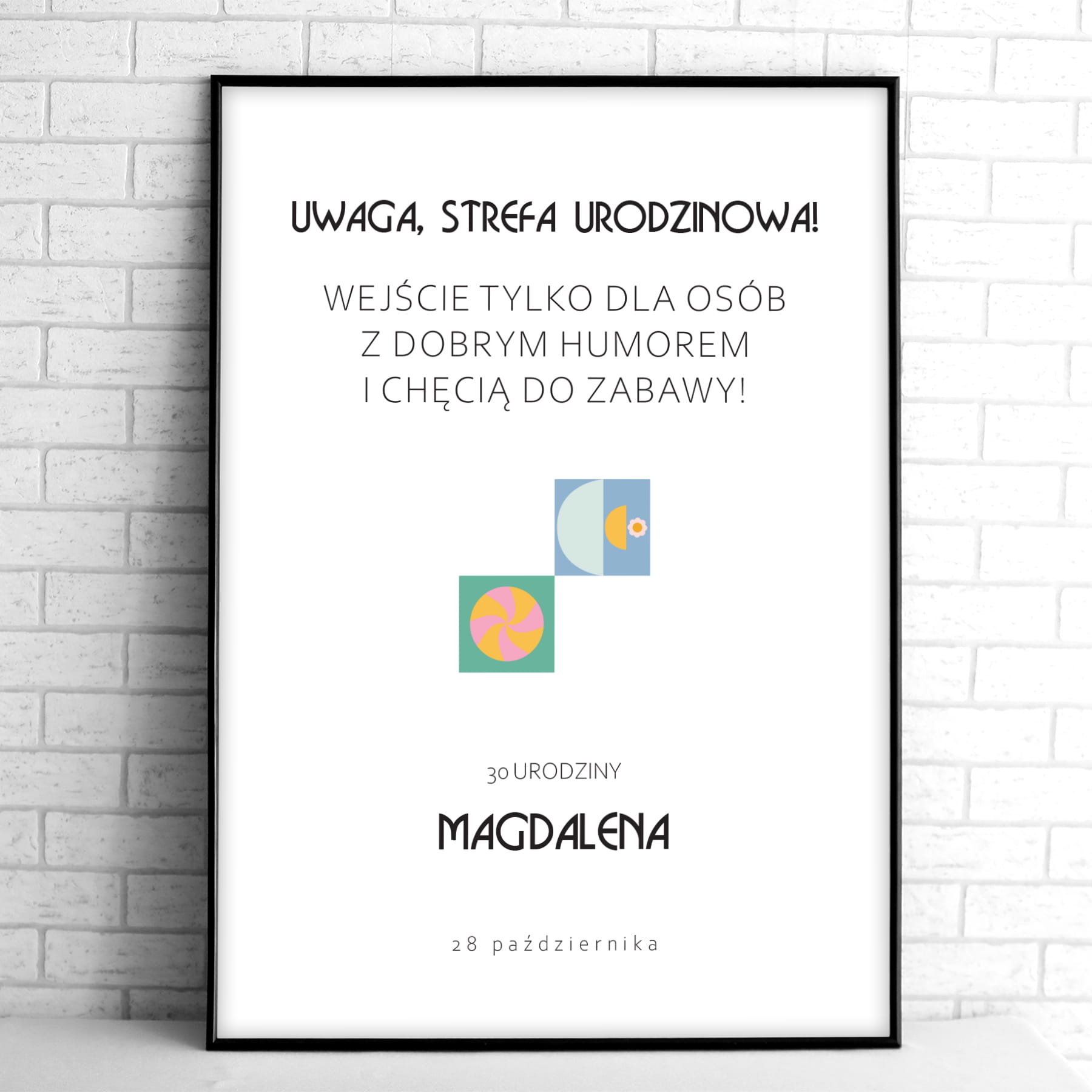 Tablice powitalne na przyjęcie urodzinowe z mozaiką