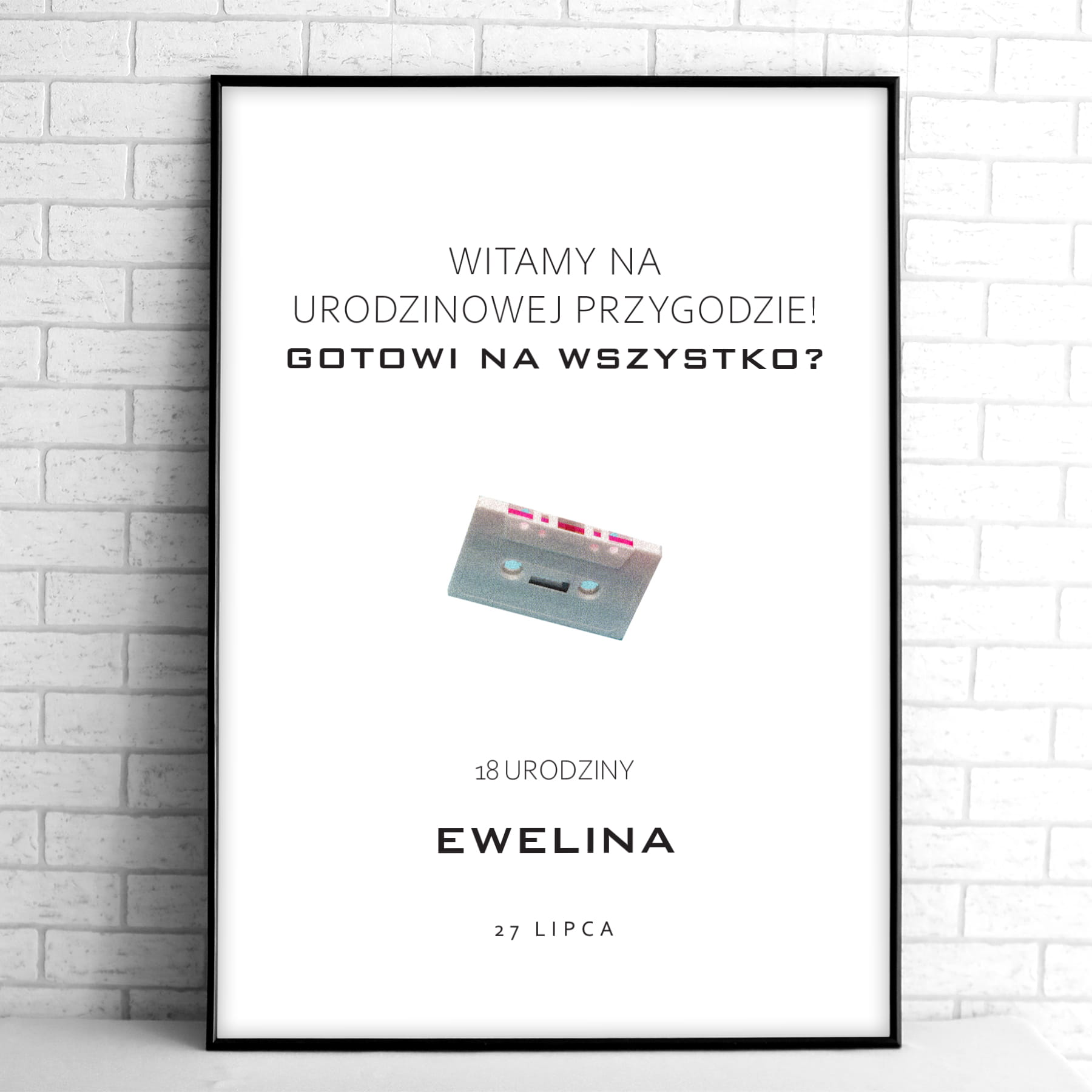 Retro tablice powitalne na przyjęcie urodzinowe z kasetą