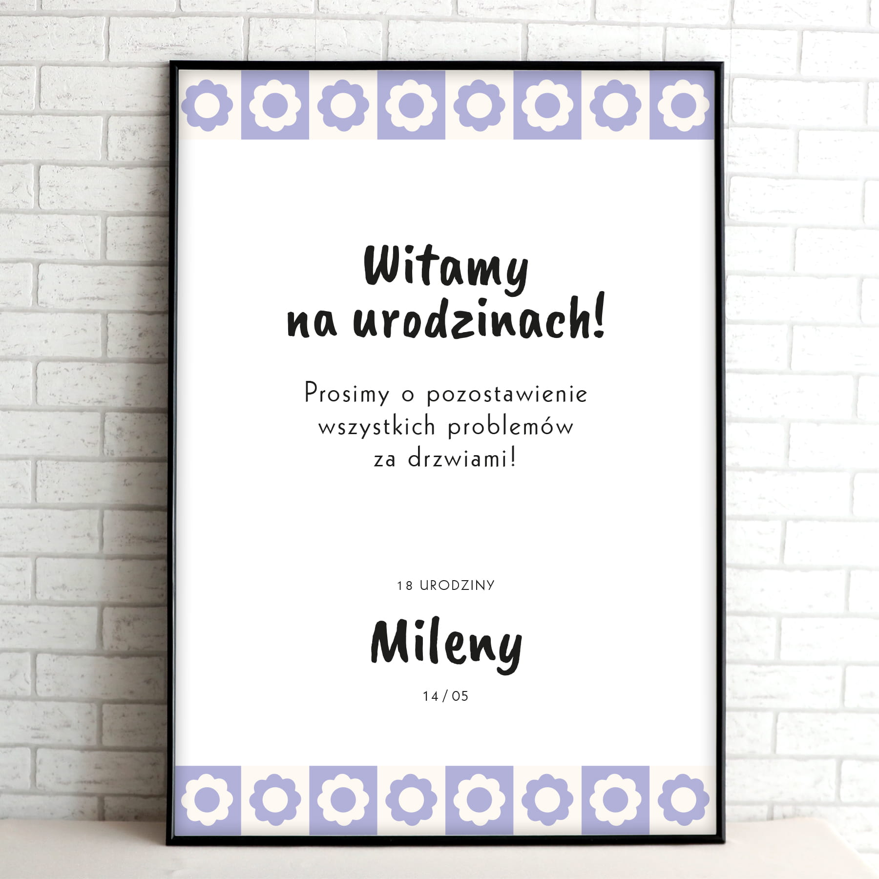 Tablice powitalne na przyjęcie urodzinowe z fioletową mozaiką