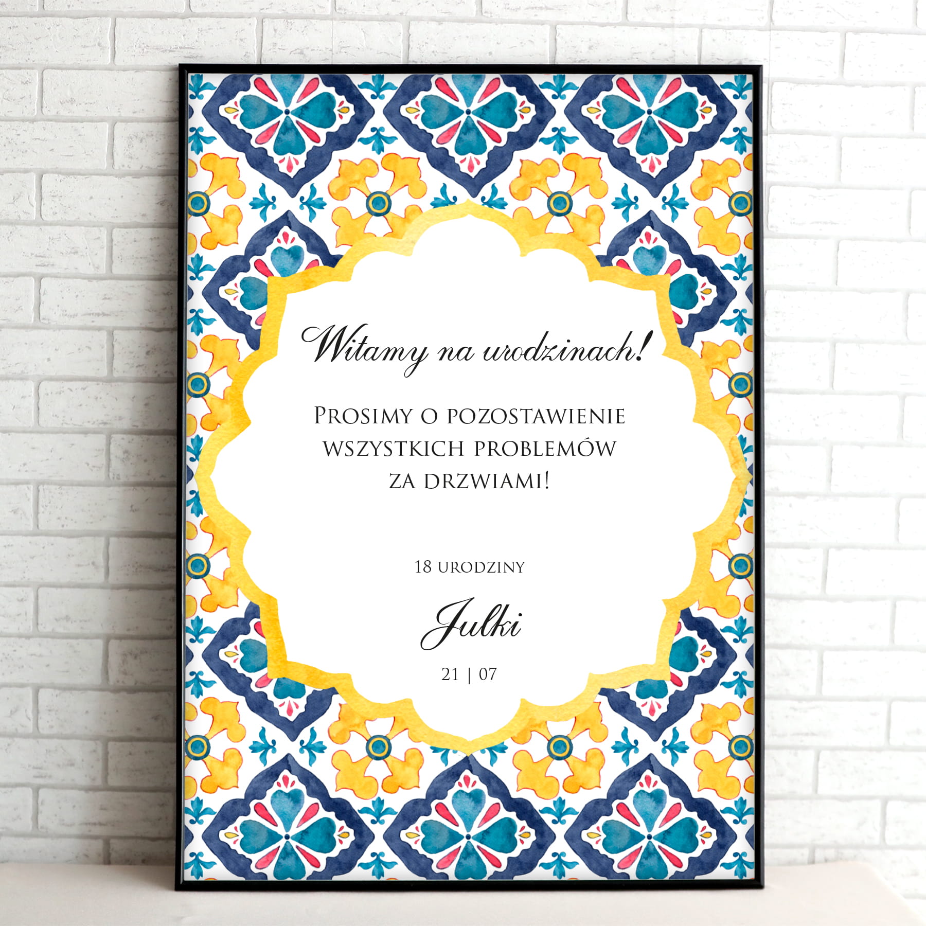 Tablice powitalne na przyjęcie urodzinowe z eleganckim wzorem
