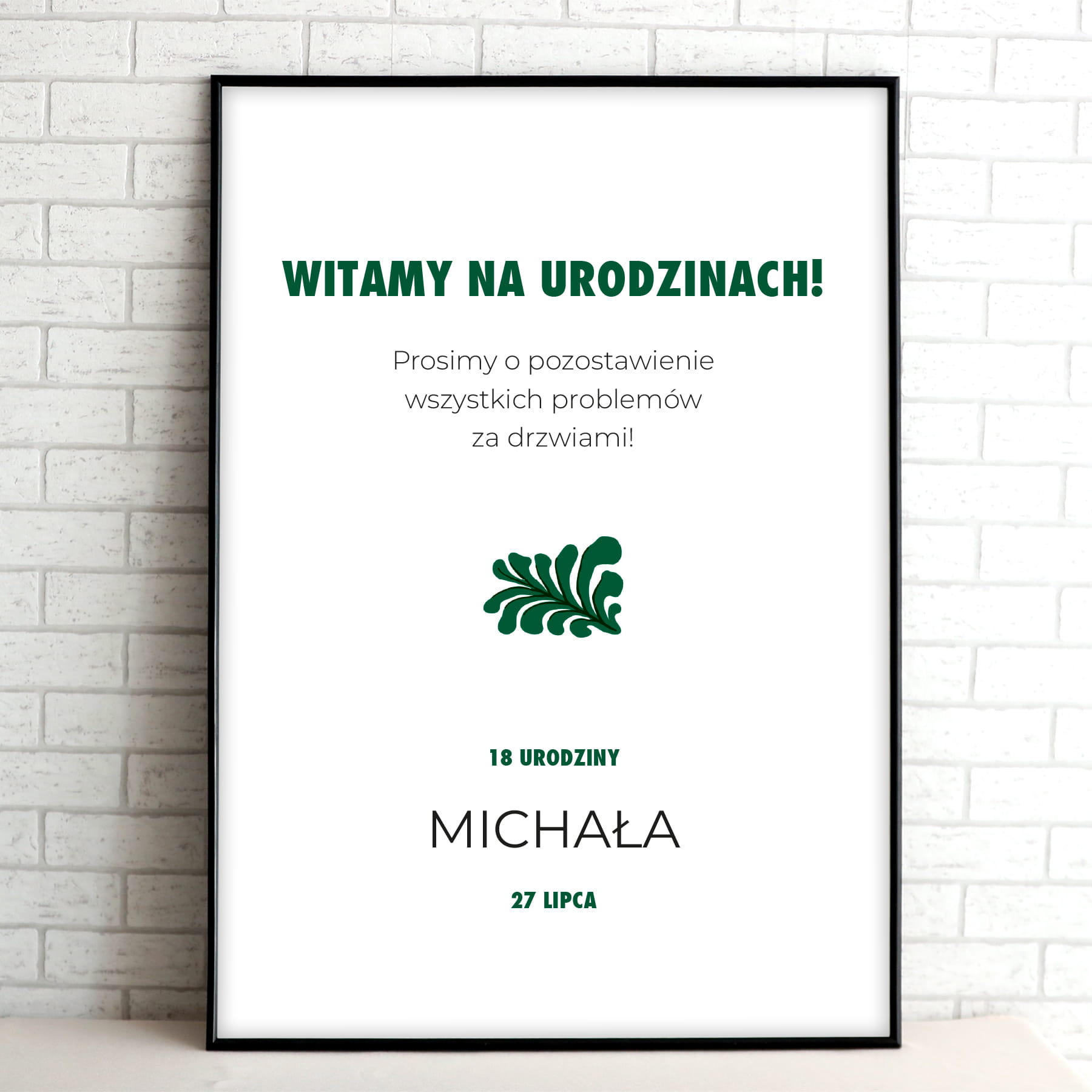 Tablice powitalne na przyjęcie urodzinowe z liściem