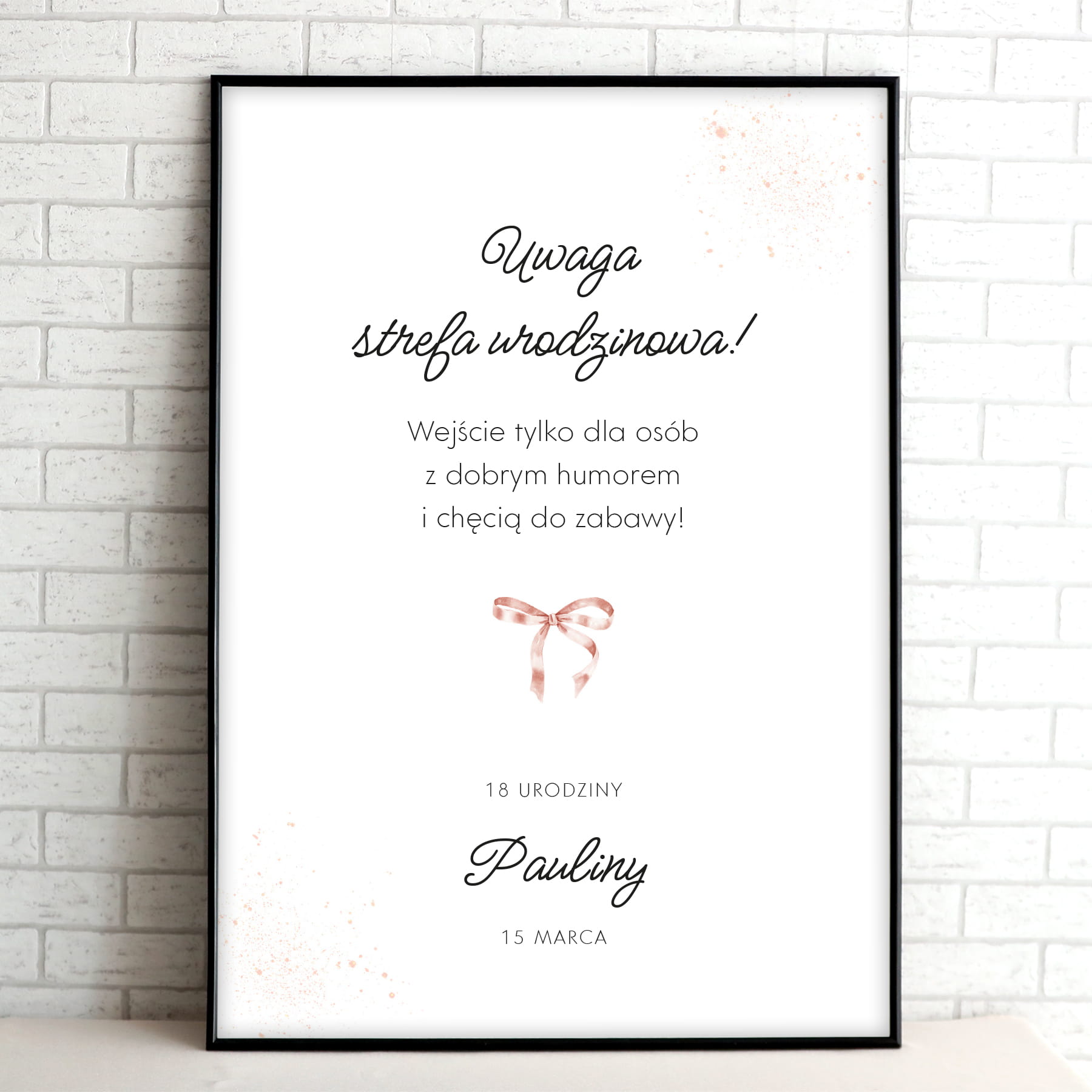 Tablice powitalne na przyjęcie urodzinowe z delikatną wstążką