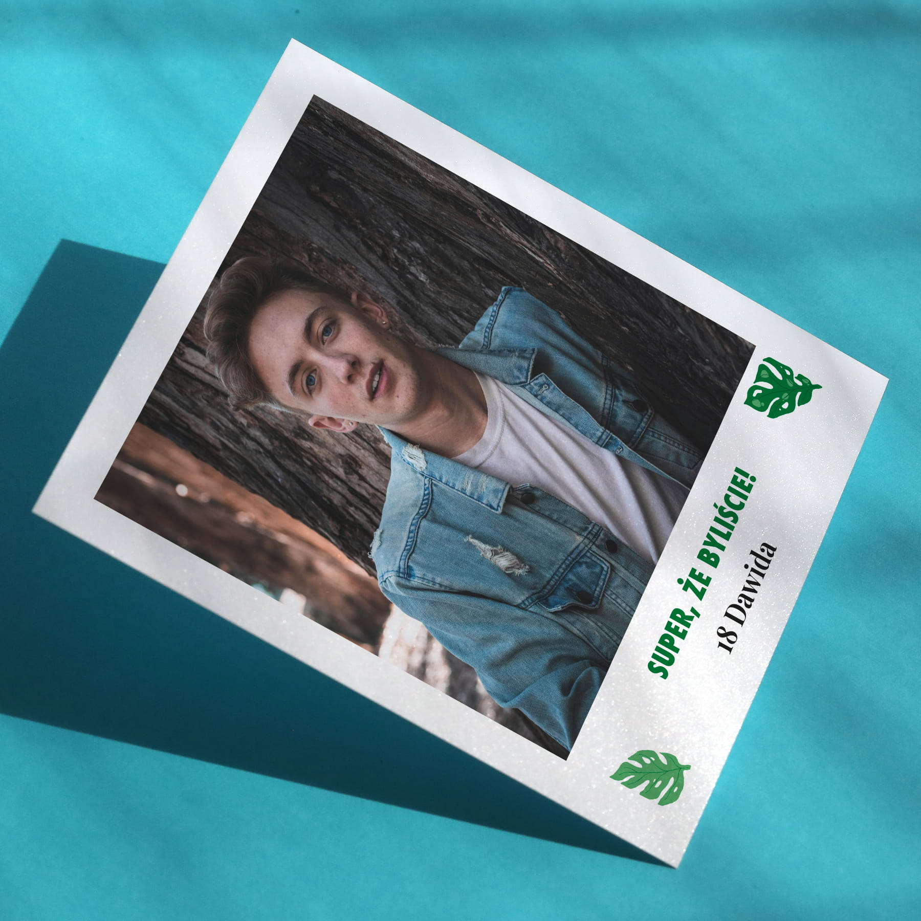 Polaroid podziękowanie dla gości - zielony motyw botaniczny