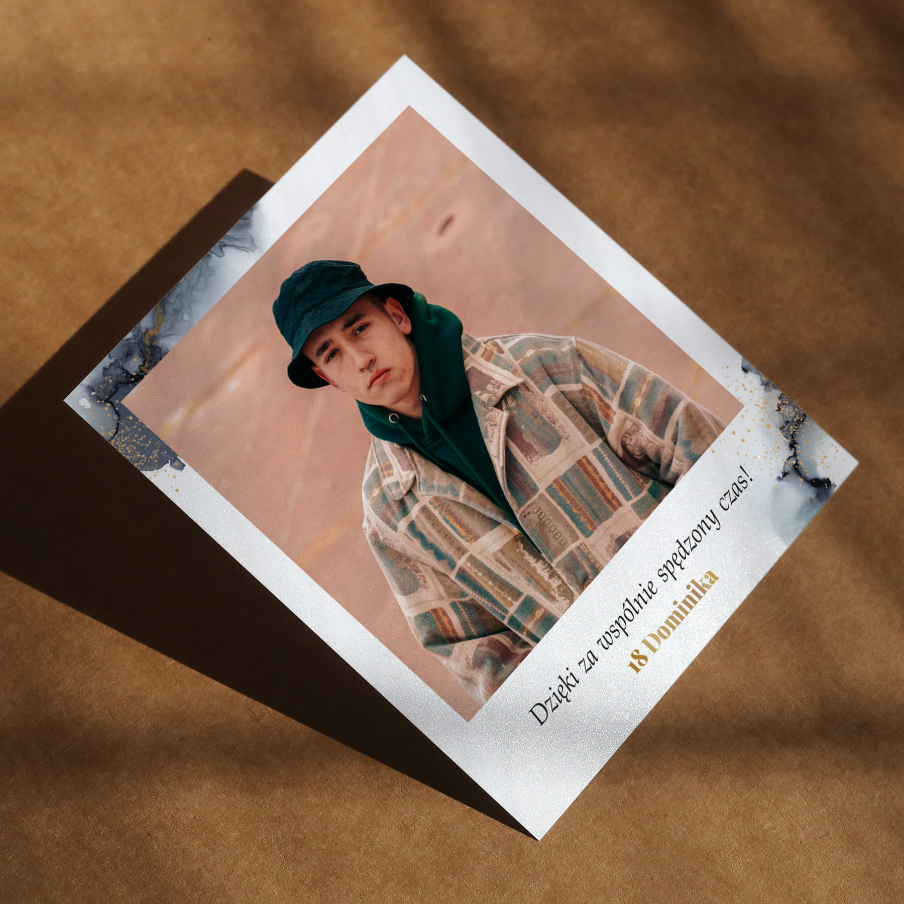 Polaroid podziękowanie dla gości - akwarela ze złotem