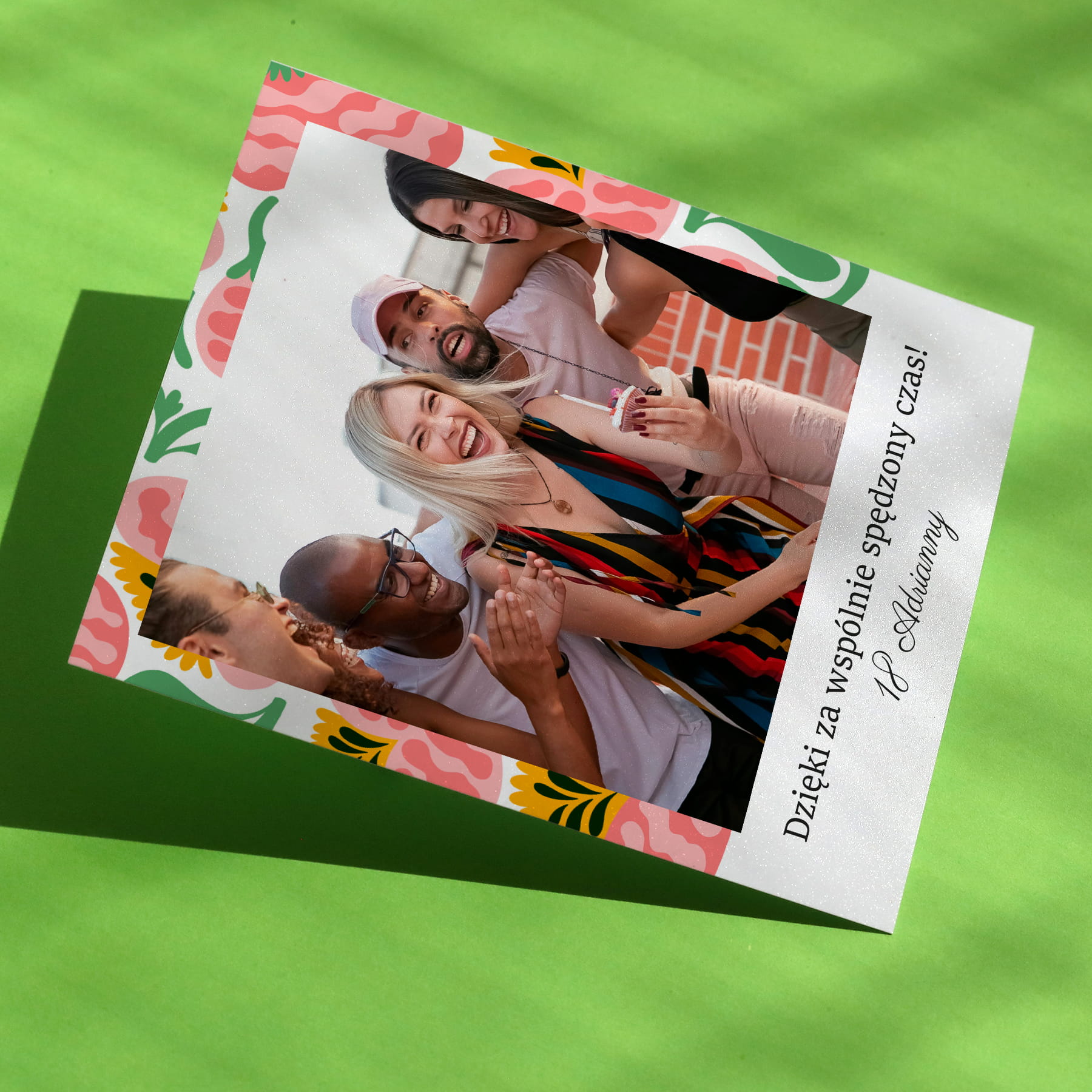 Polaroid podziękowanie dla gości - różowe kwiaty