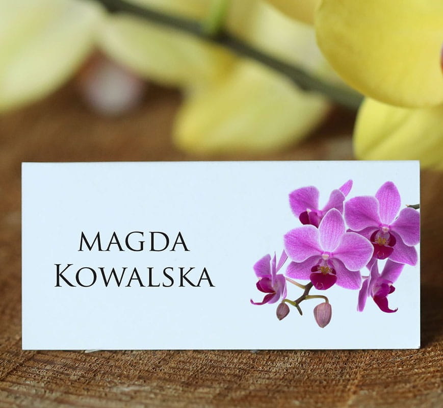 Winietki ślubne z kwiatem orchidea
