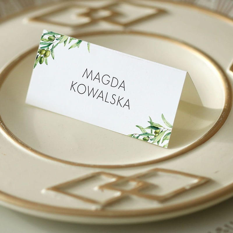 Winietki ślubne z gałązkami oliwnymi