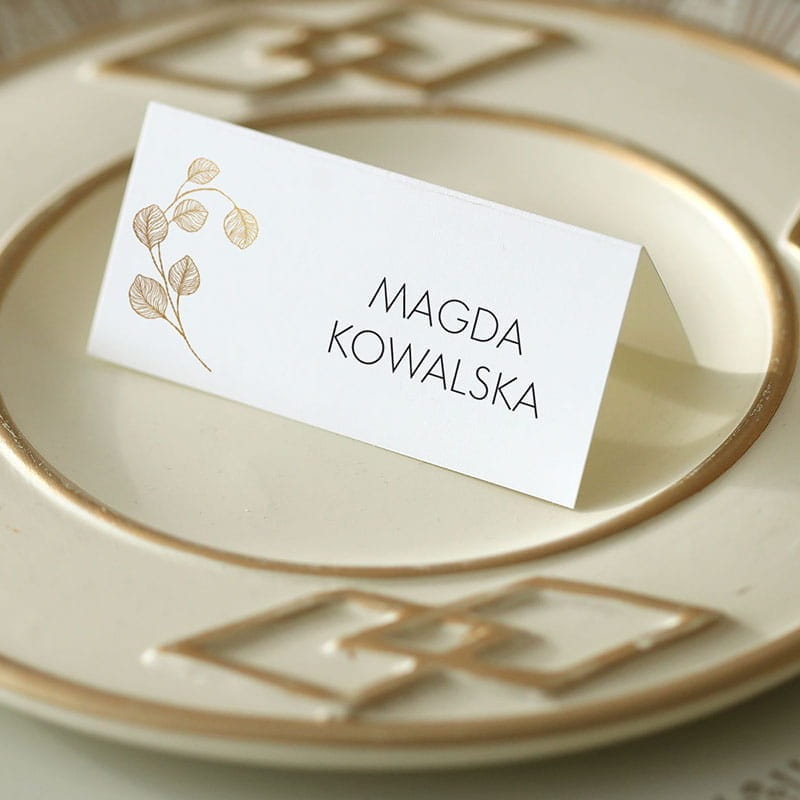 Winietki ślubne ze złotą gałązką