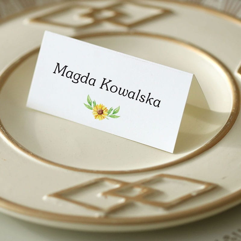 Winietki ślubne z motywem słoneczników