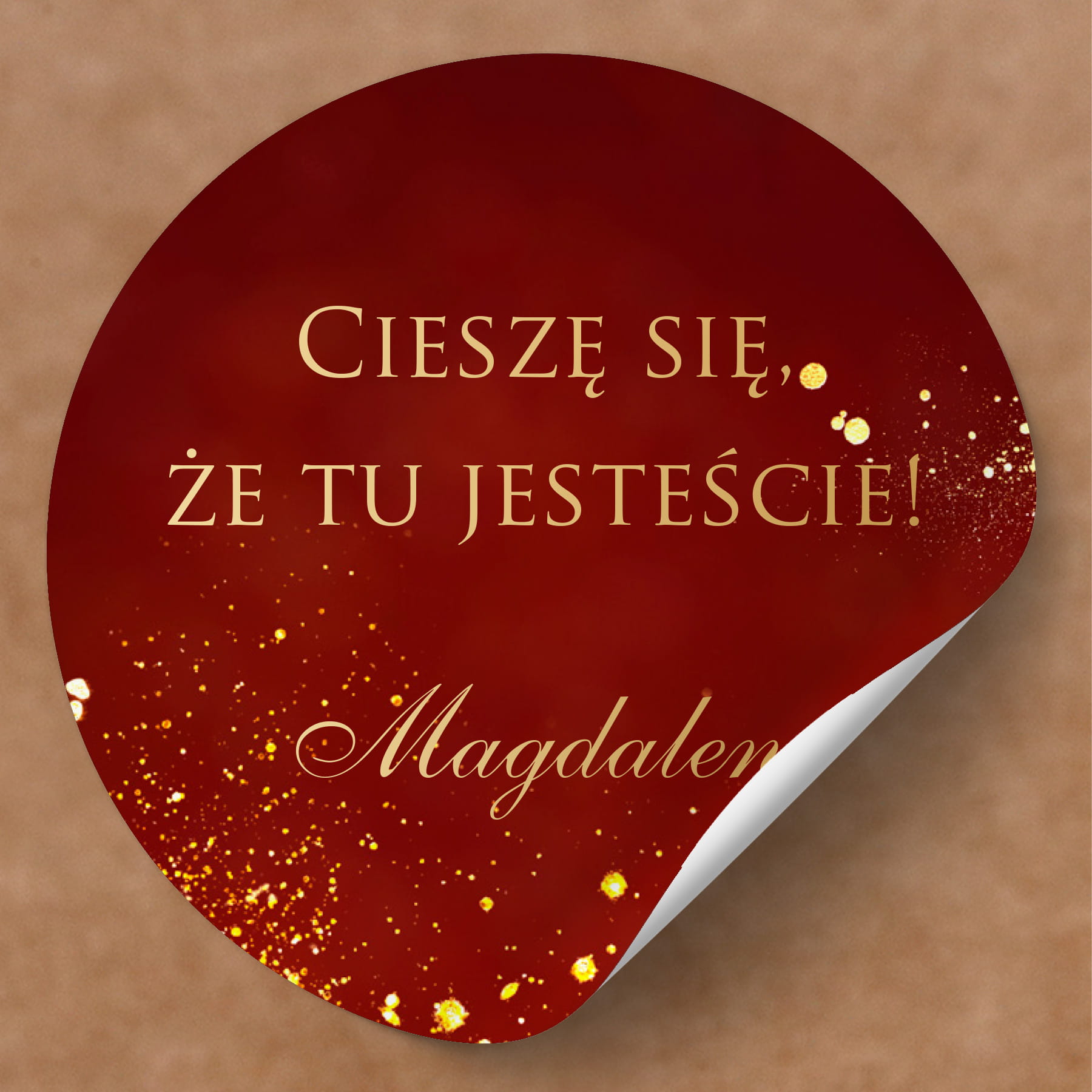 Bordowo-złote naklejki na urodziny