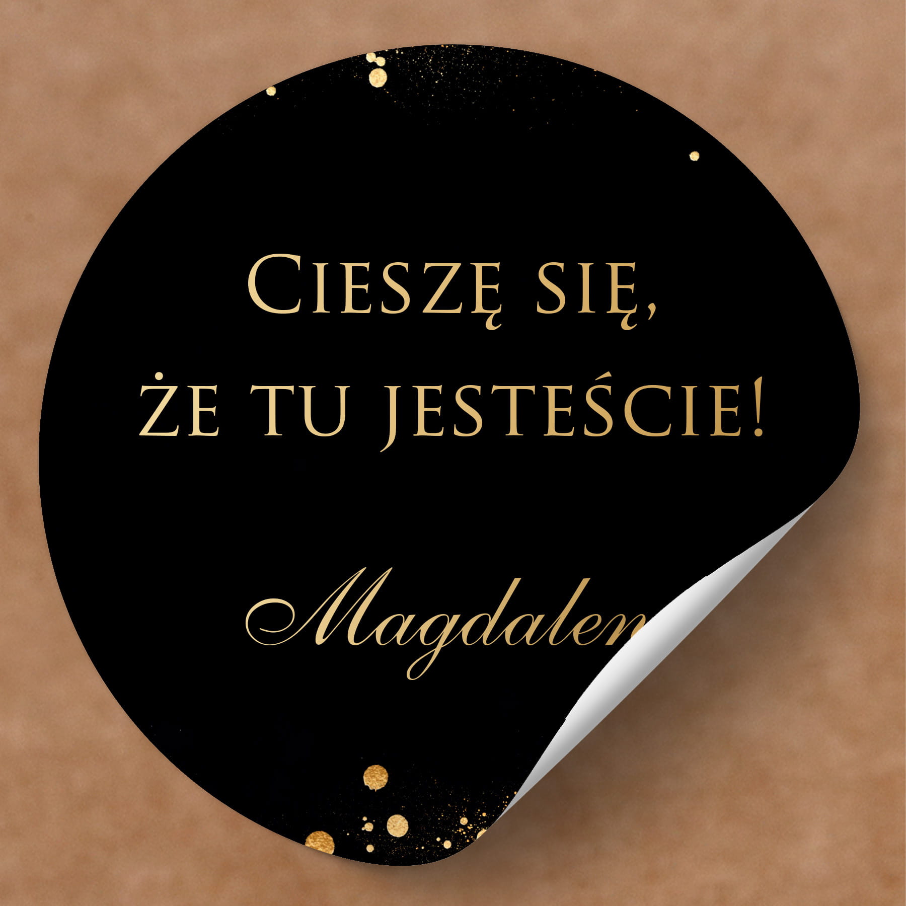 Czarno-złote winietki naklejki na urodziny