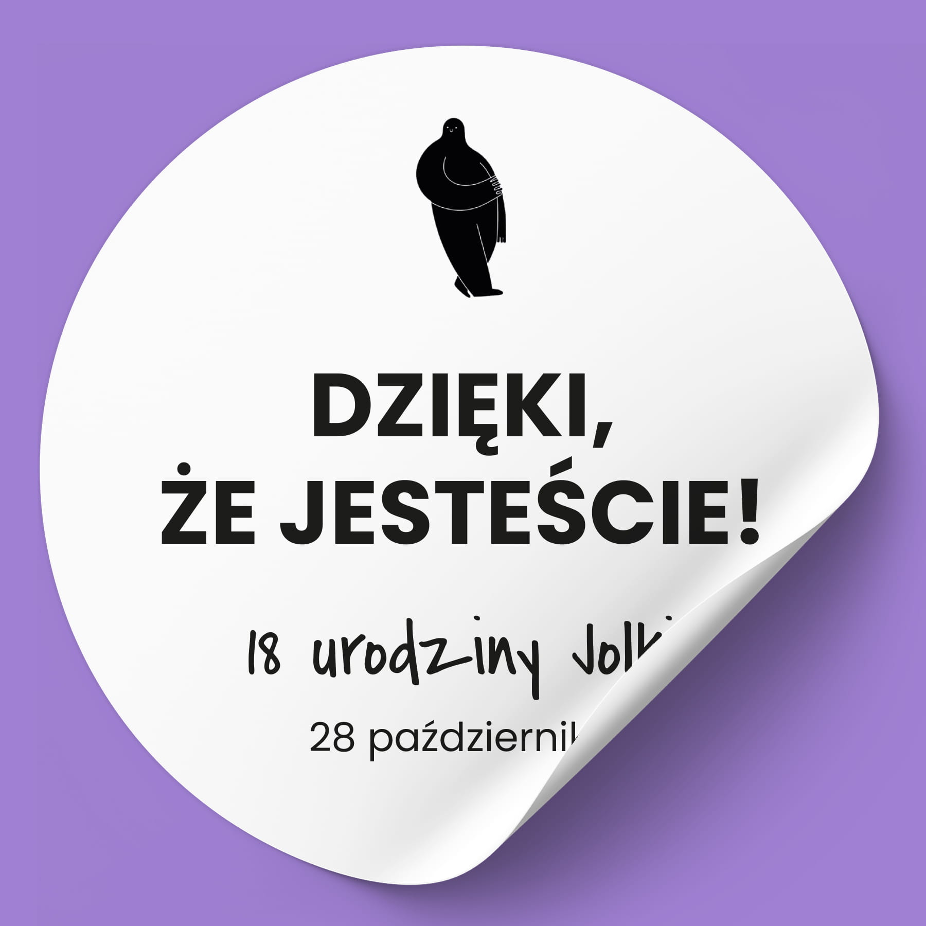 Winietki naklejki na urodziny z zadowolonym stworkiem