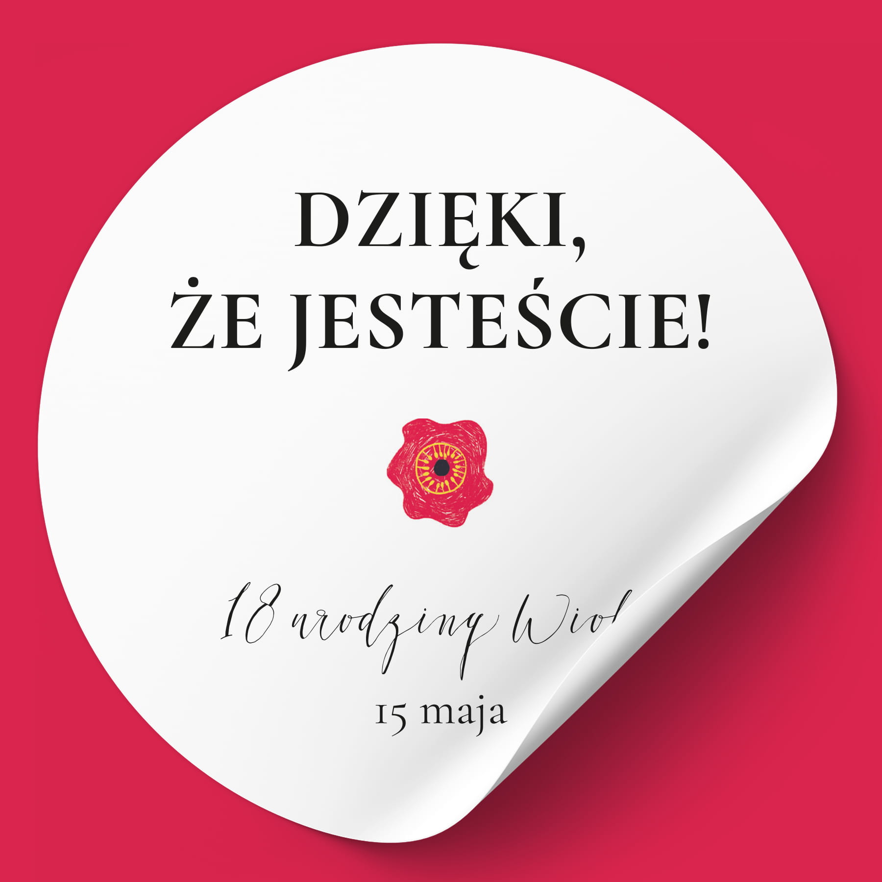 Naklejki na urodziny z czerwoną różą