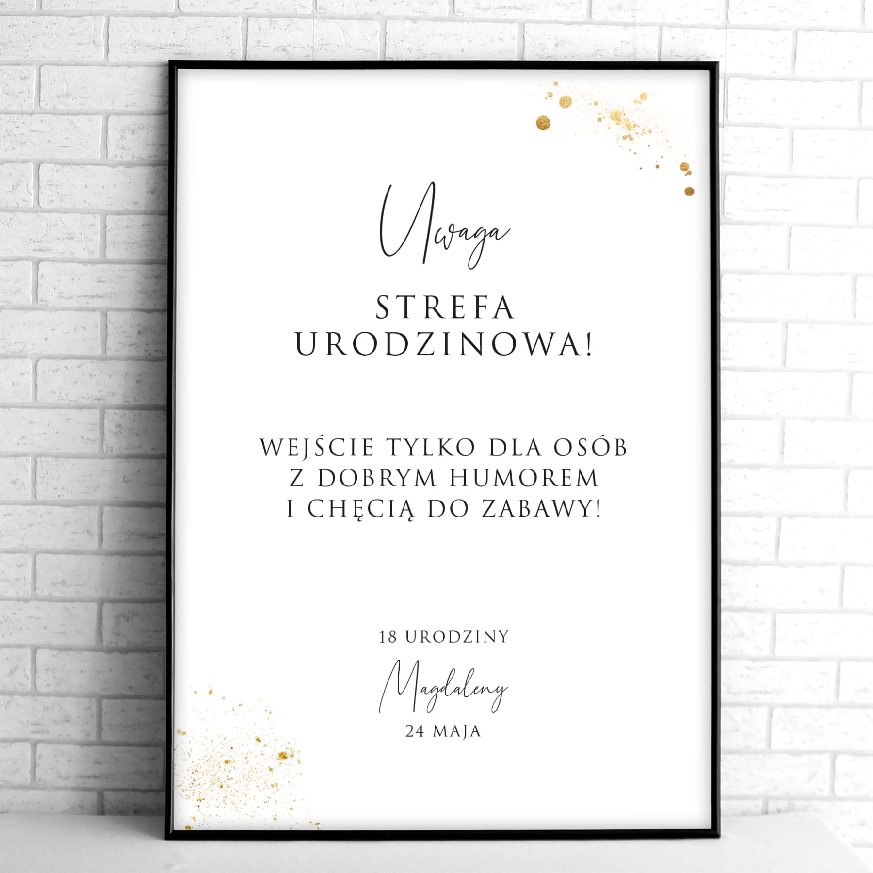 Tablice powitalne na przyjęcie urodzinowe ze złotym brokatem