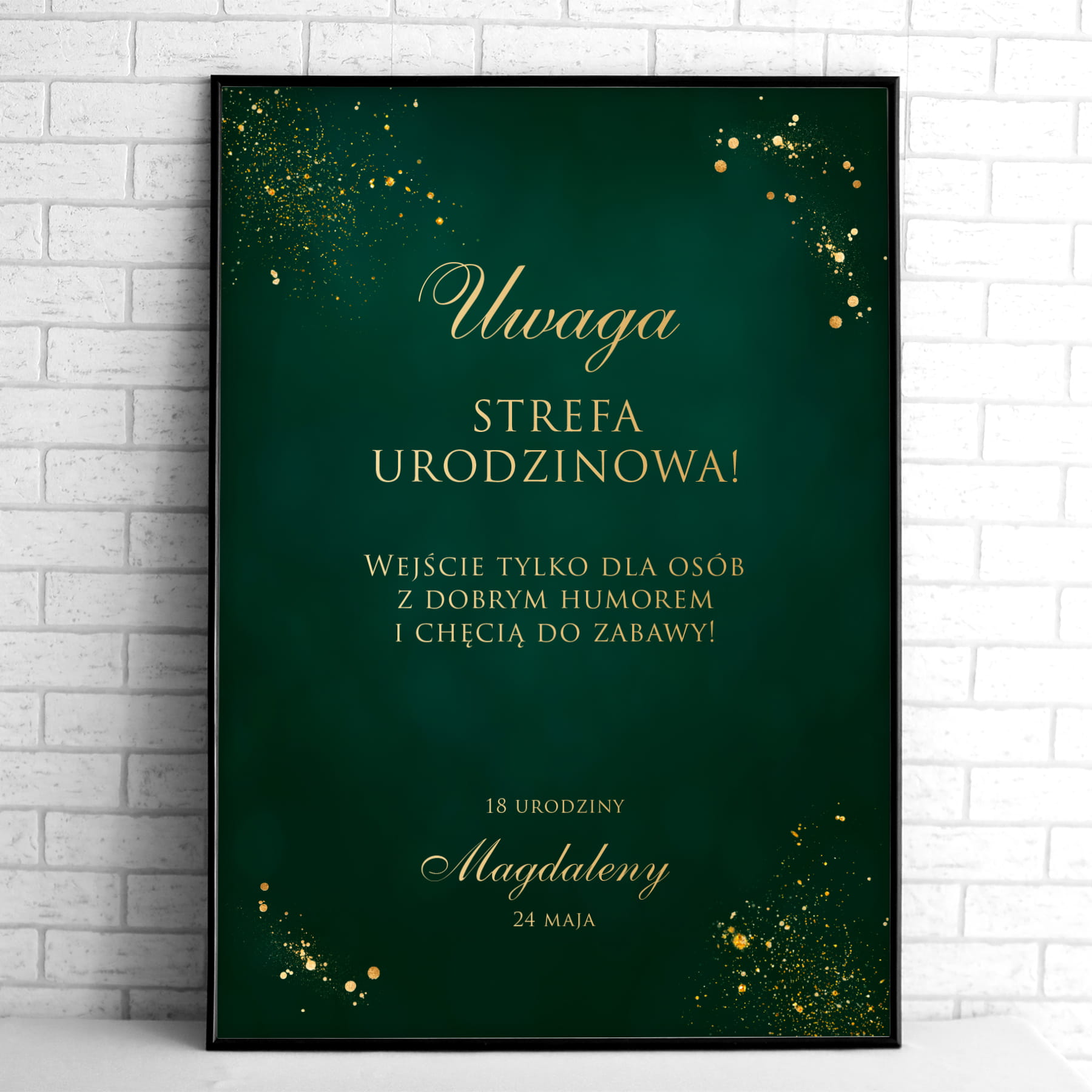 Tablice powitalne na przyjęcie urodzinowe złoto-szmaragdowe