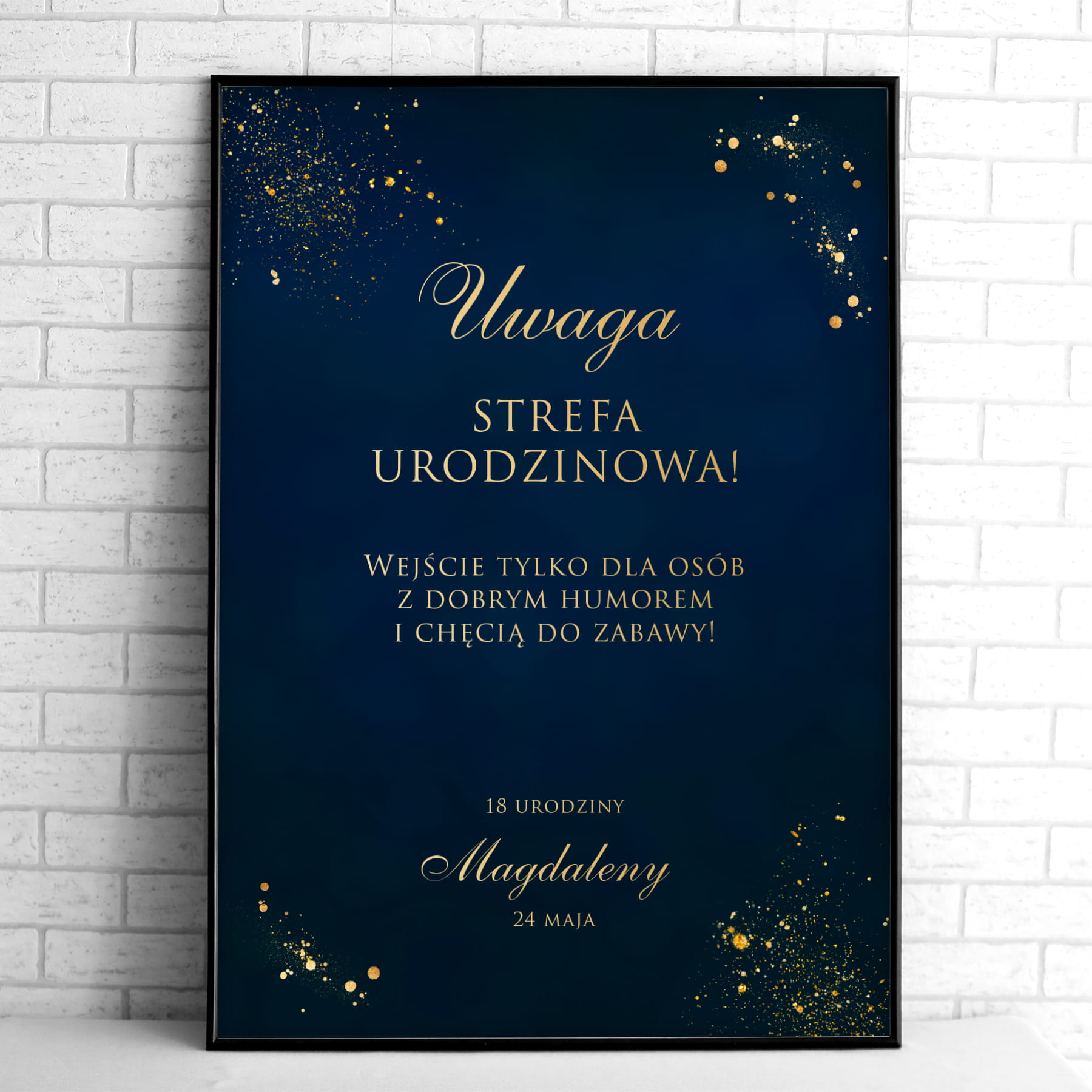 Tablice powitalne na przyjęcie urodzinowe granatowo-złote
