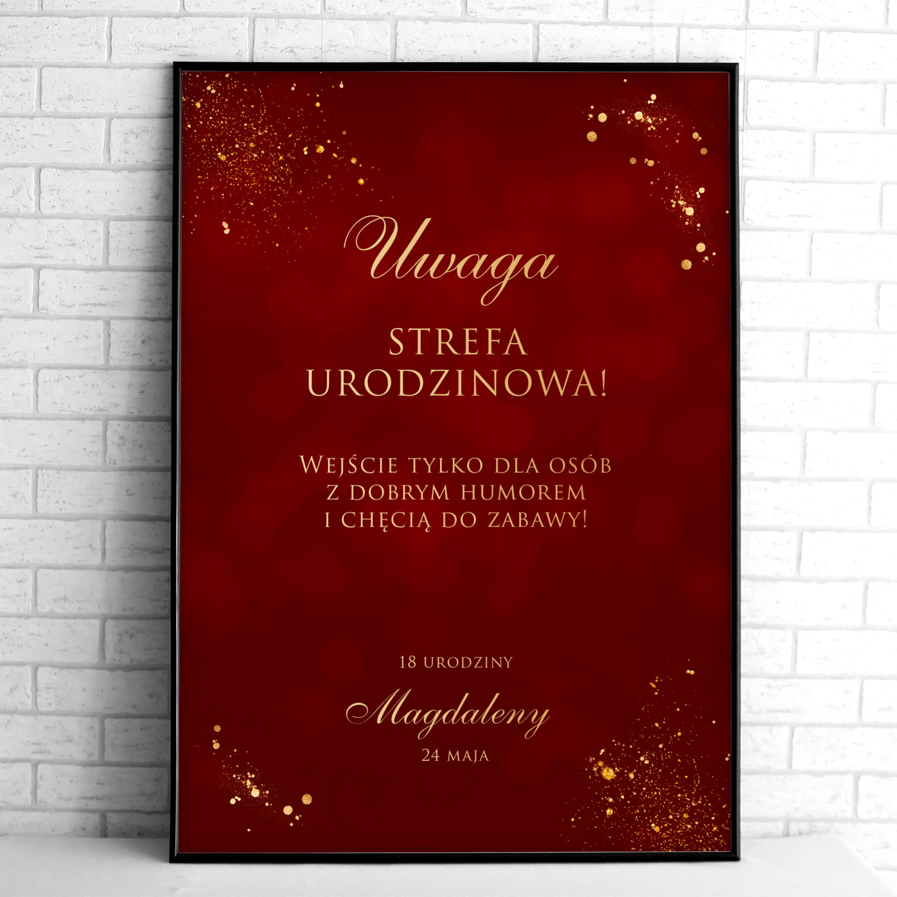 Tablice powitalne na przyjęcie urodzinowe bordowo-złote