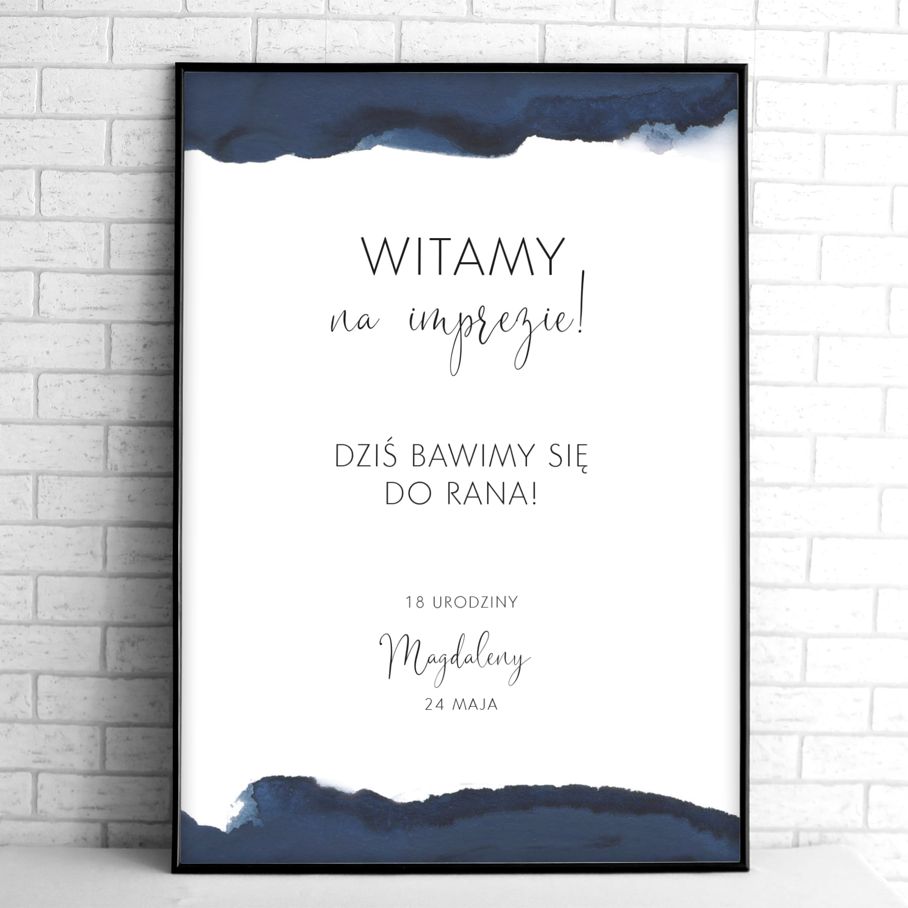 Tablice powitalne na przyjęcie urodzinowe granatowe