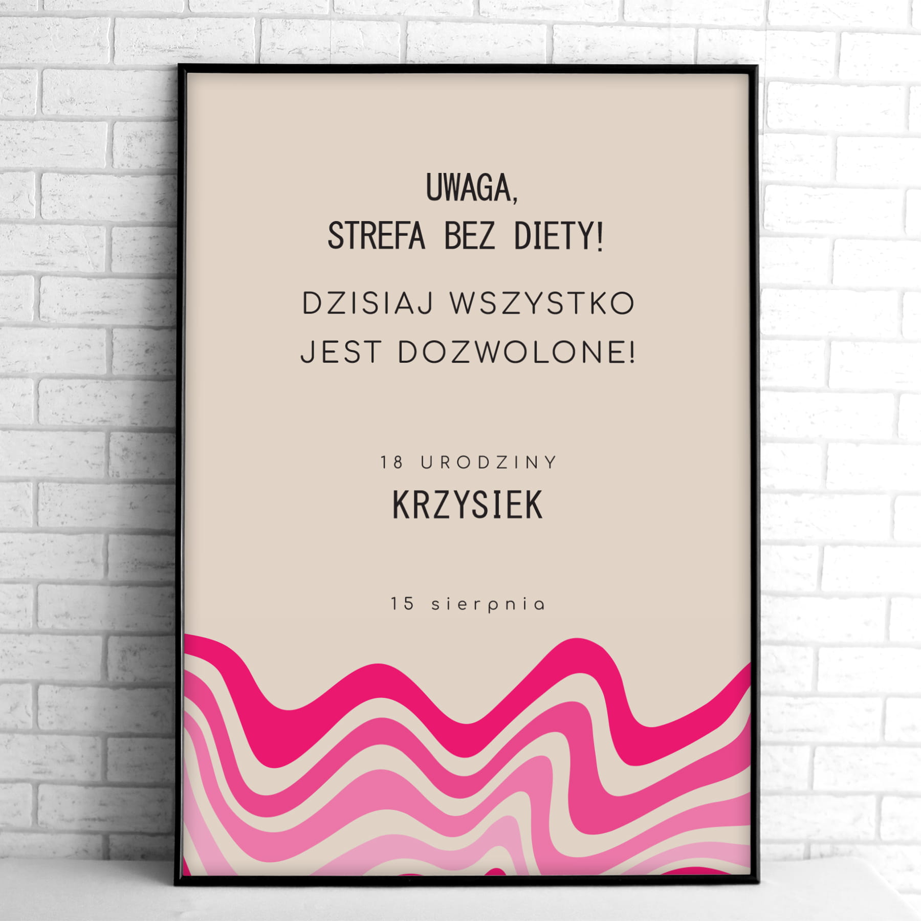 Tablice powitalne na przyjęcie urodzinowe z różową falą