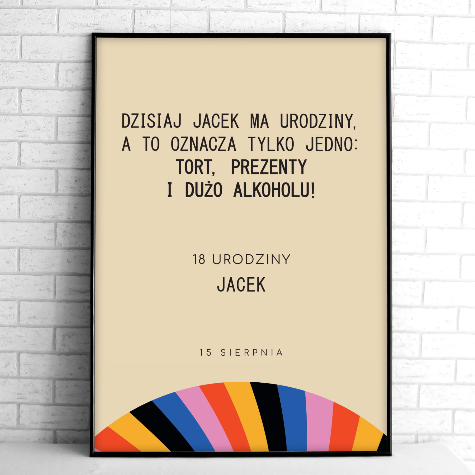 Tablice powitalne na przyjęcie urodzinowe kolorowe paski