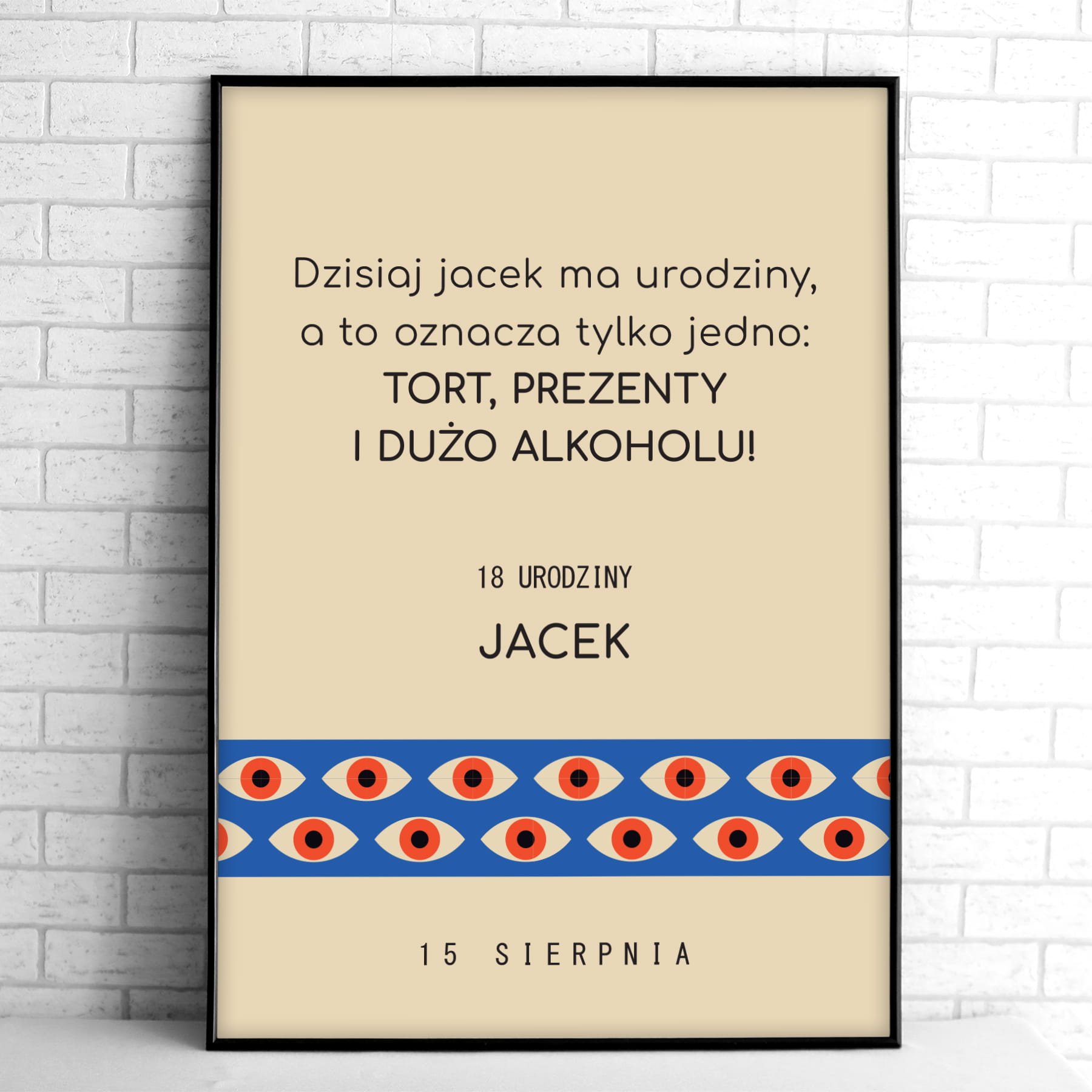 Tablice powitalne na przyjęcie urodzinowe ze wzorem z oczami