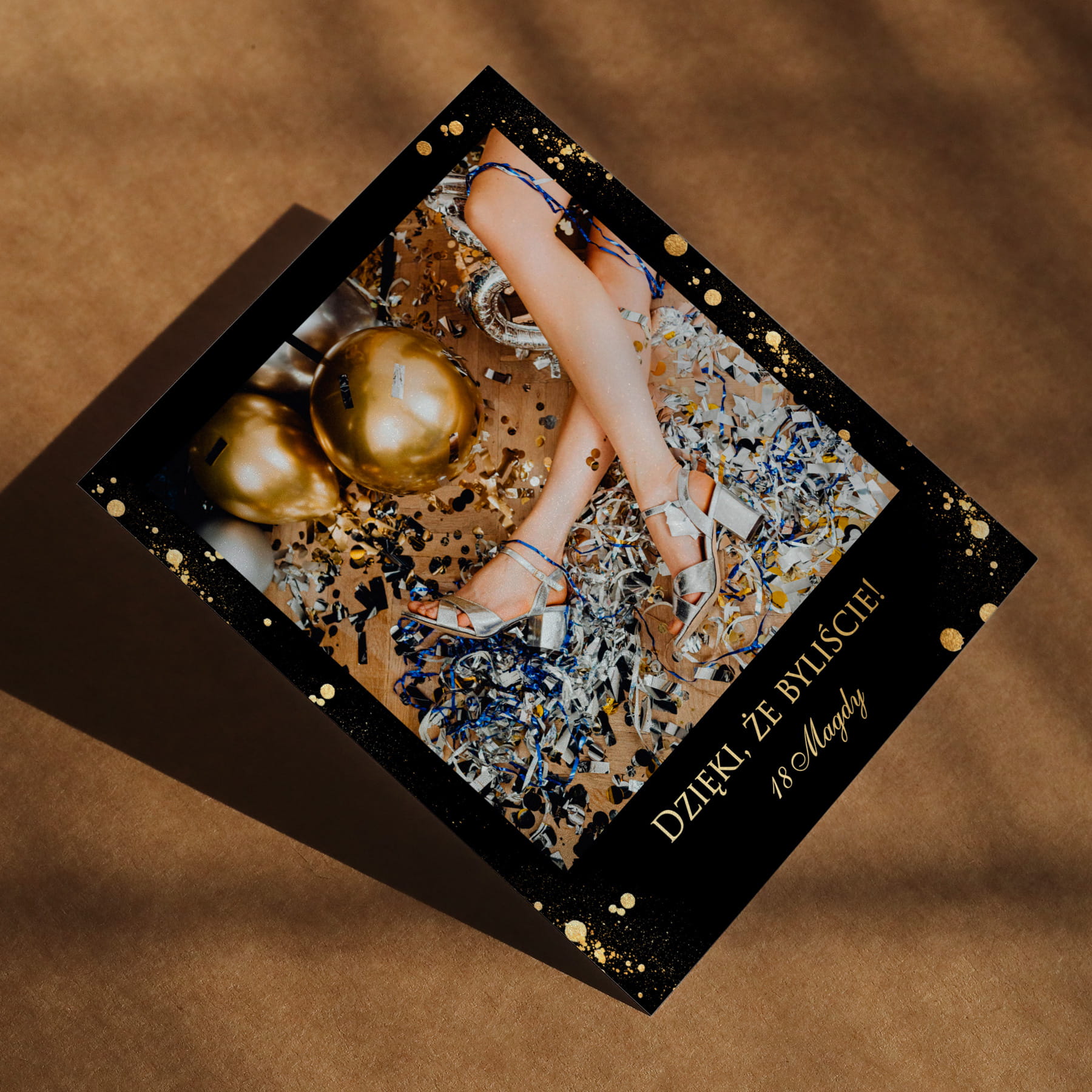 Polaroid podziękowanie dla gości - czarno-złote