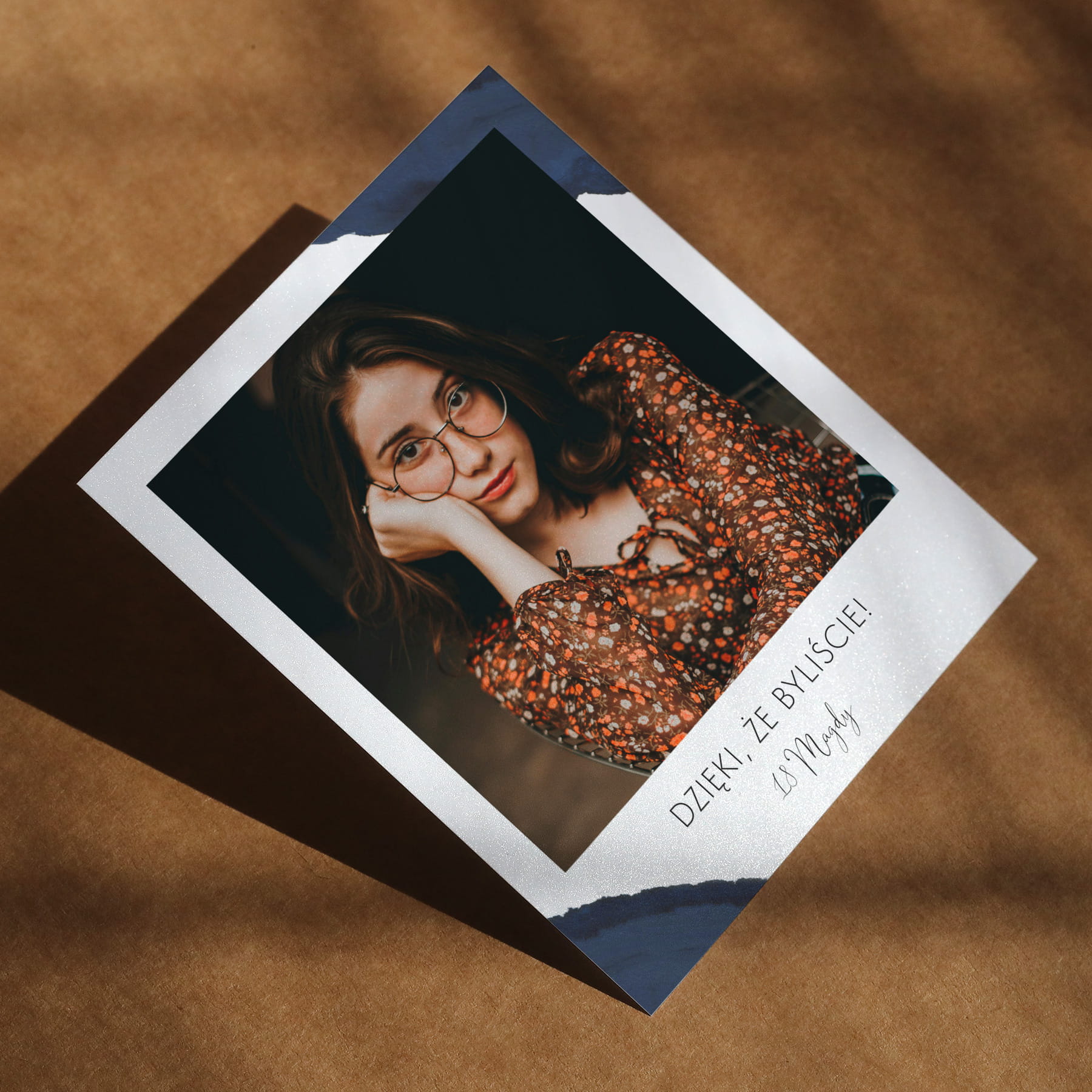 Polaroid podziękowanie dla gości - granatowe