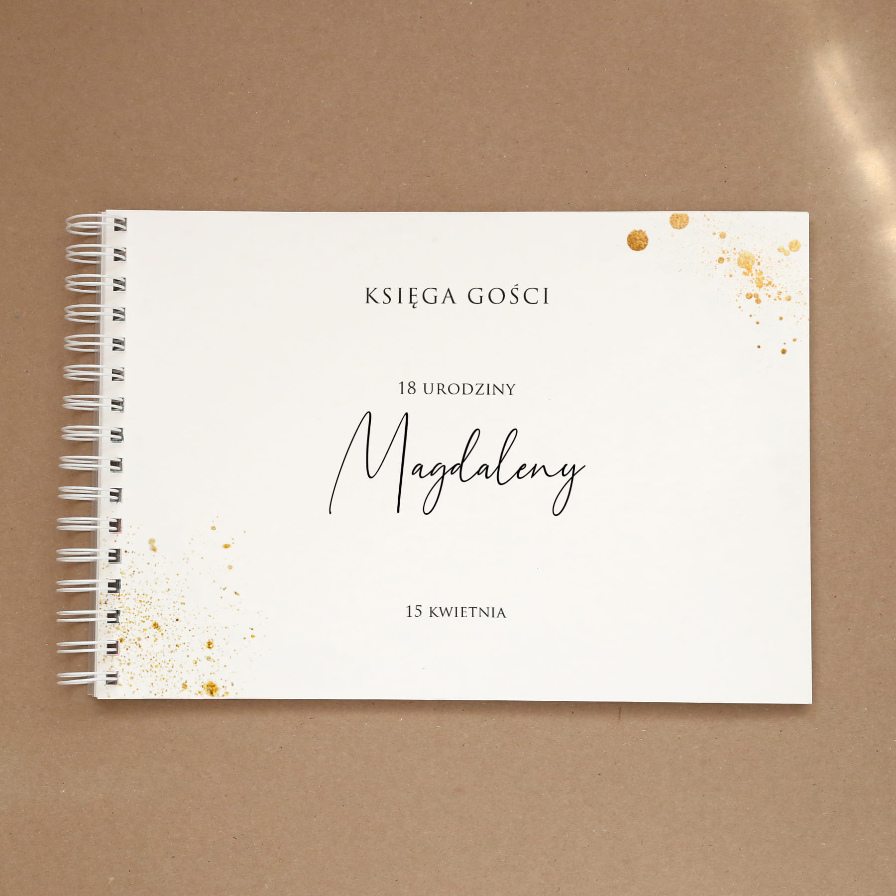Księga gości na przyjęcie urodzinowe ze złotym brokatem