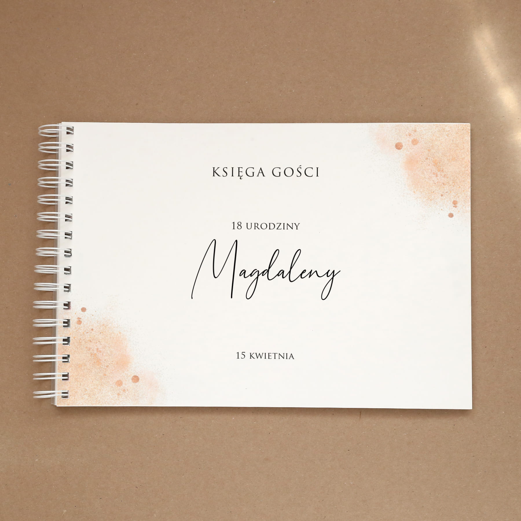 Księga gości na przyjęcie urodzinowe z brokatem rose gold