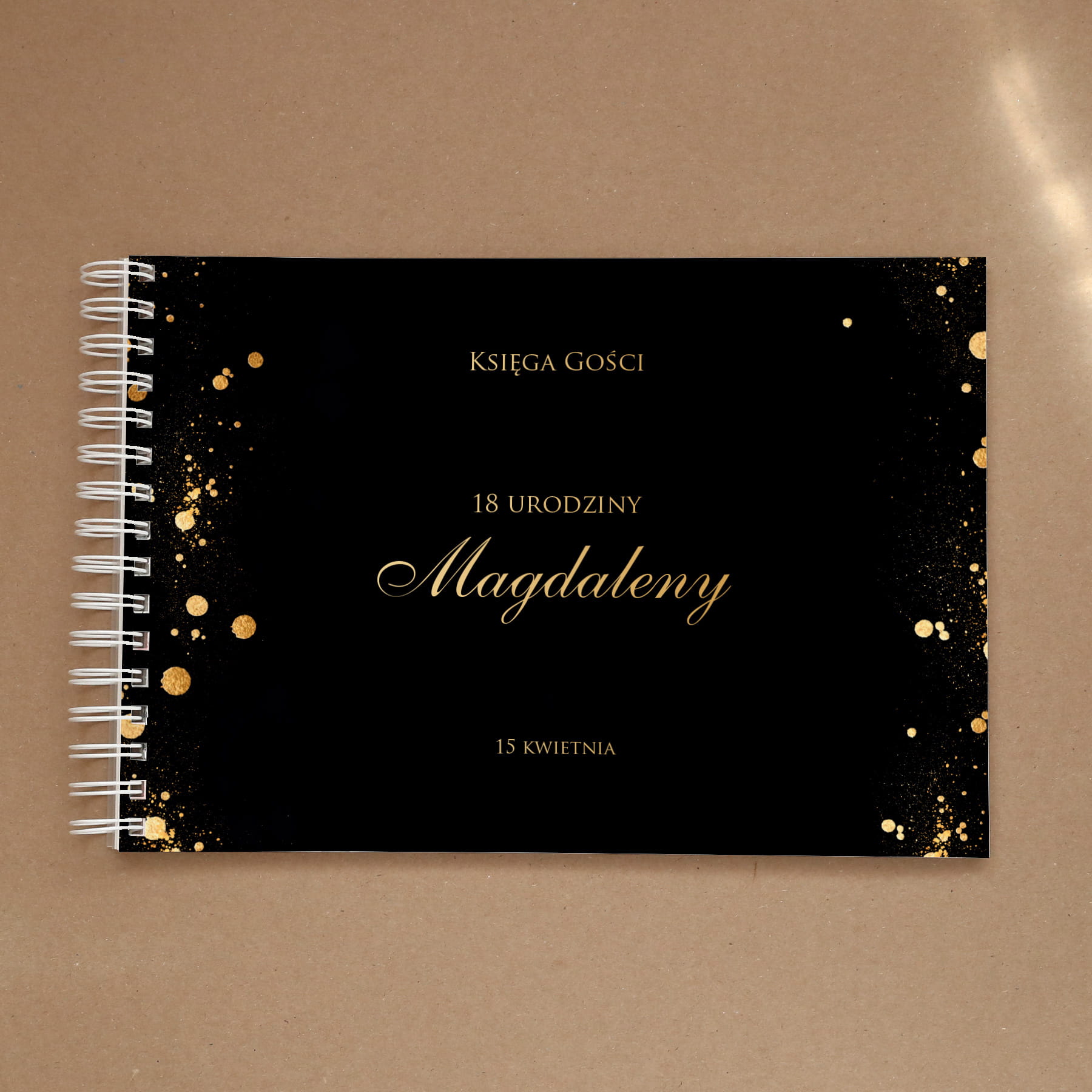 Księga gości na przyjęcie urodzinowe czarno-złota