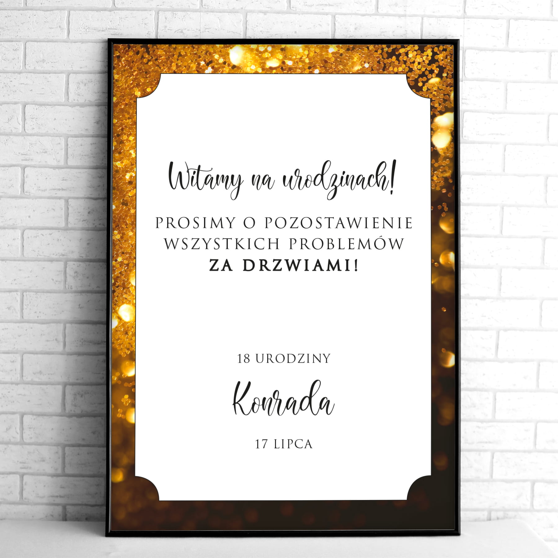 Złote tablice powitalne na przyjęcie urodzinowe