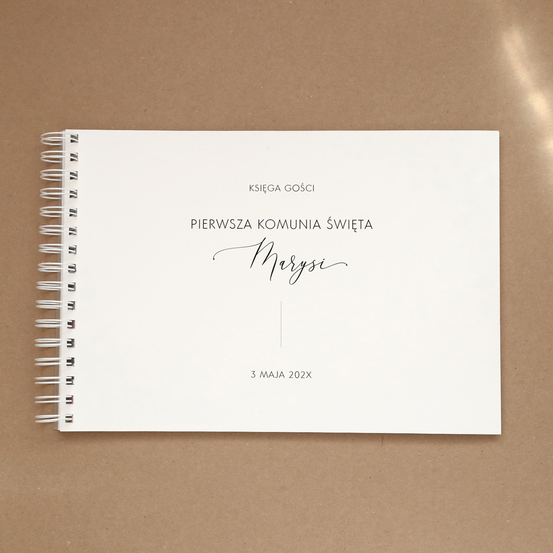 Księga gości na Pierwszą Komunię minimalistyczna