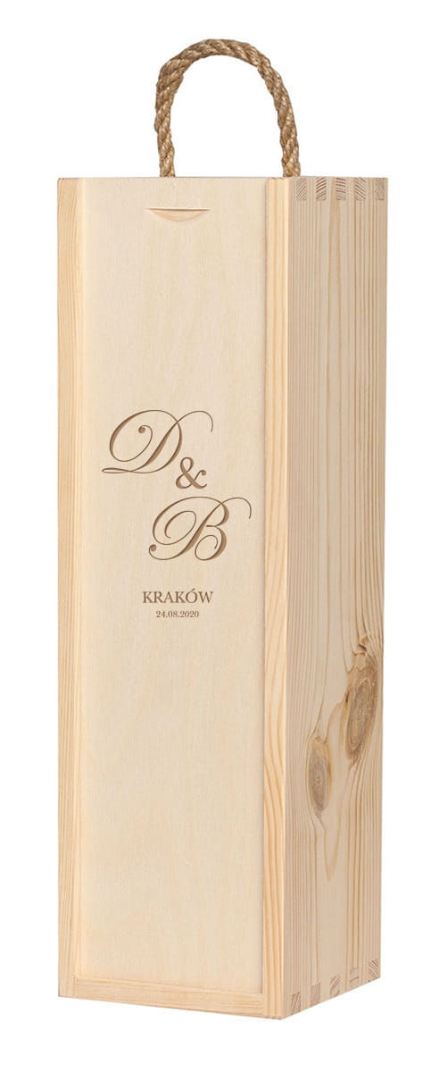 Grawerowana, skrzynka na wino ślubne